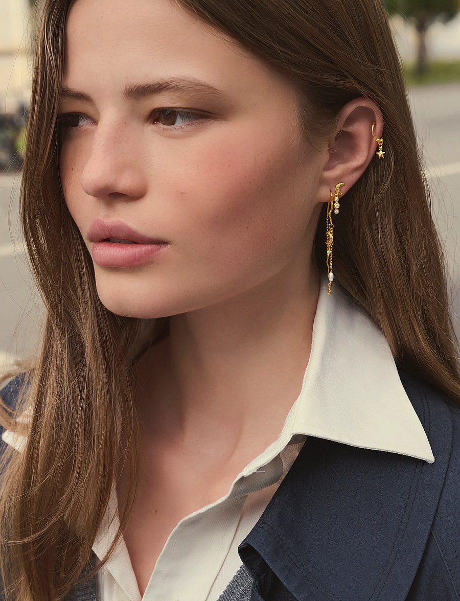 Maanesten - Luzia Earrings - perlenohrringe - gold - 0