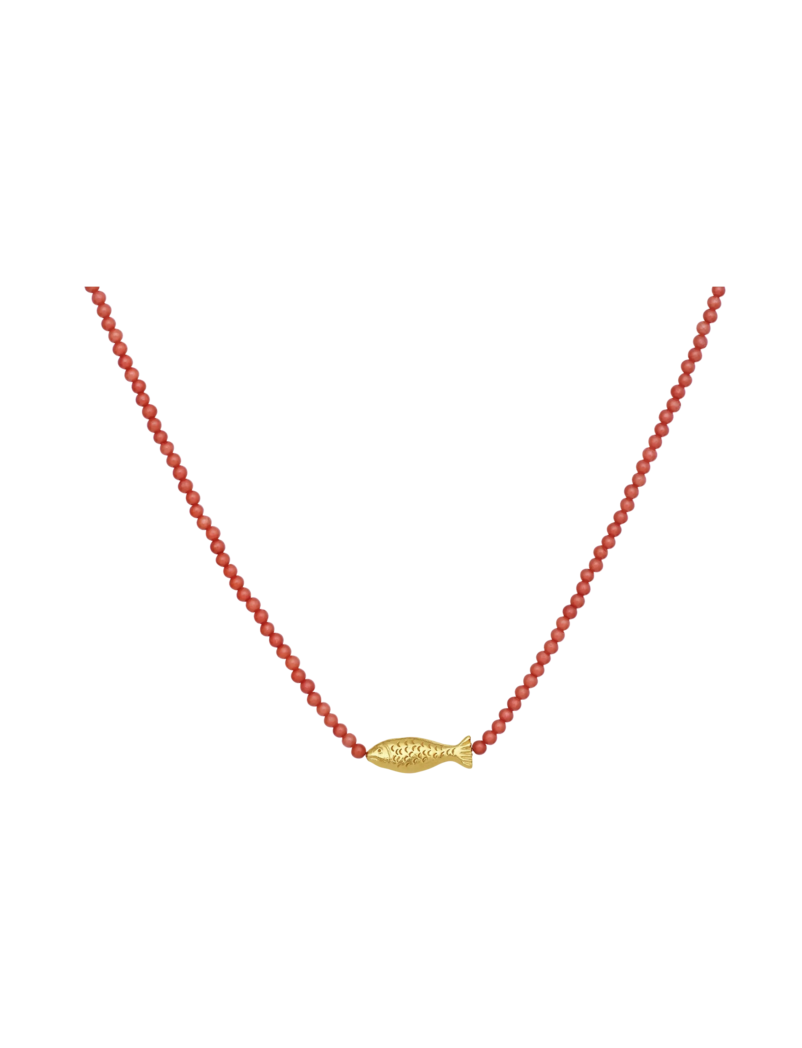 Maanesten Reef Necklace - Statement halskæder - GOLD / red