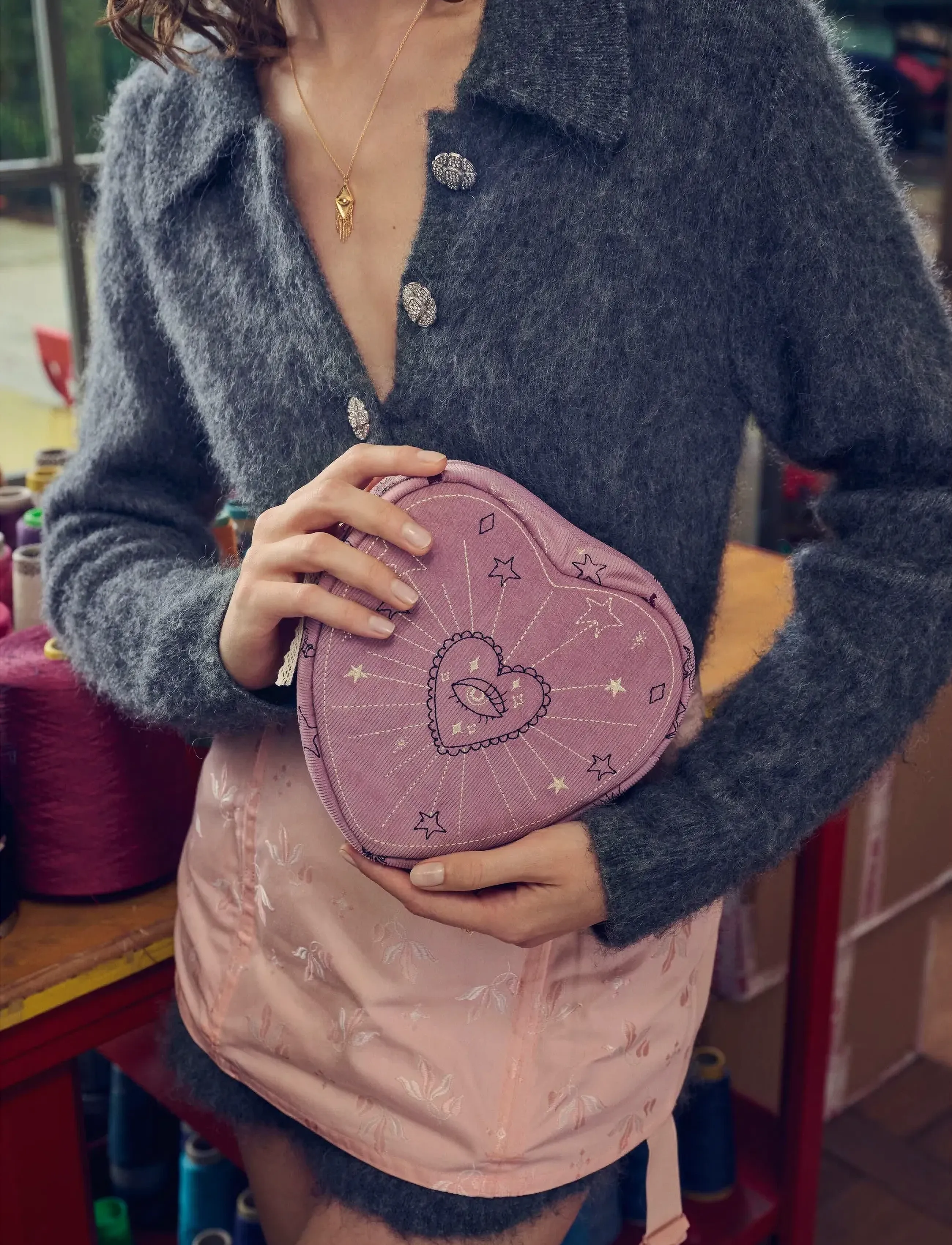 Maanesten Heart Makeup Bag Purple Magic Heart, One Size, Makeup, Rosa - Bags, Beauty