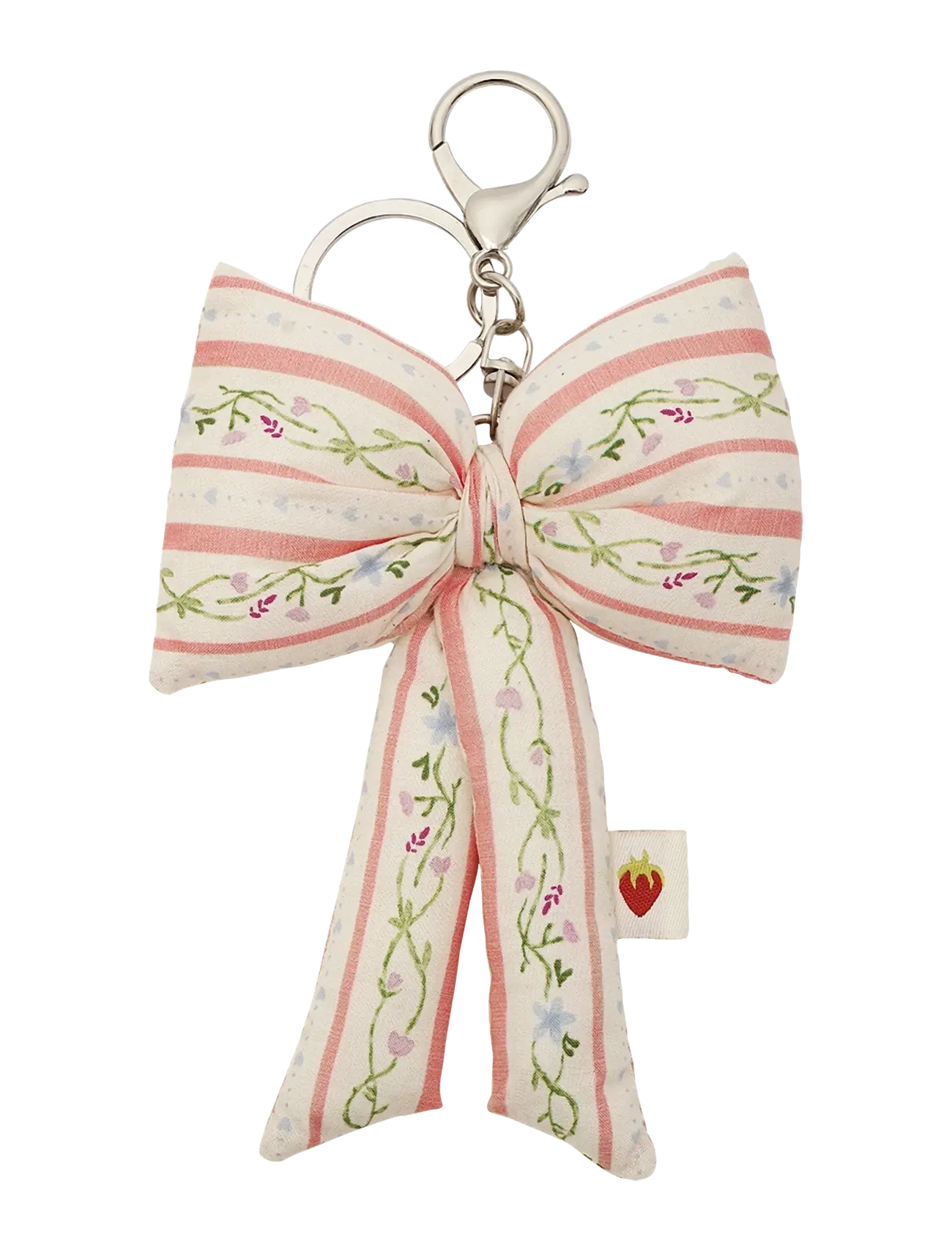 Maanesten Fabric Bow Keychain Summer Stripes Peach - Nyckelringar & Bag charms - PEACH / cream