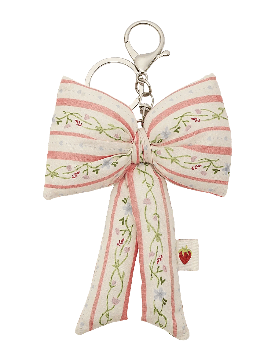 Maanesten - Fabric Bow Keychain Summer Stripes Peach - modetrends - peach - 0