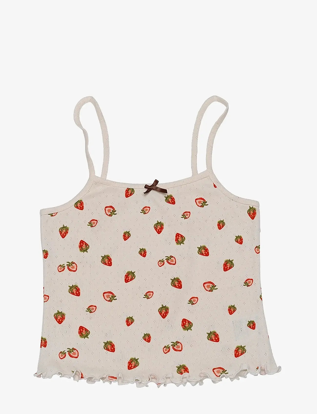 Maanesten - Fei Pointelle Top - tanktops - strawberry garden white - 1