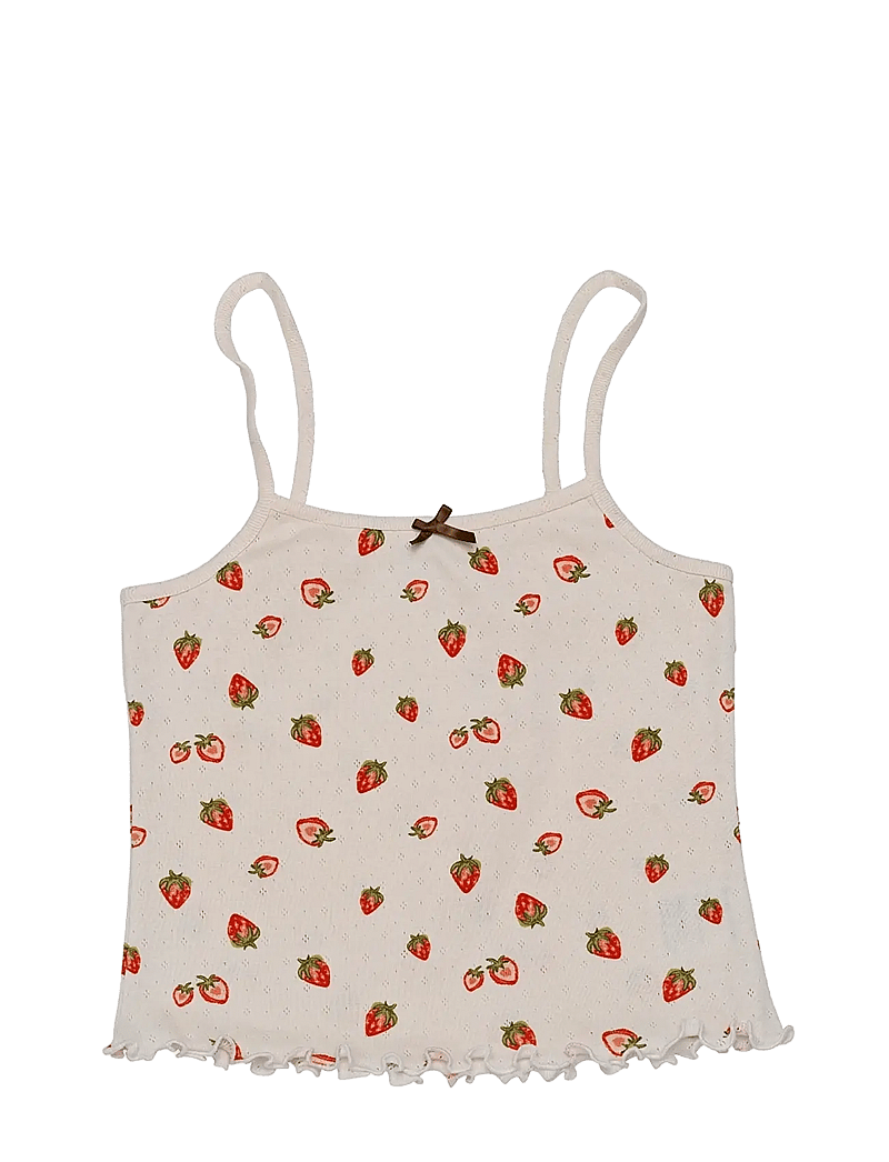Maanesten - Fei Pointelle Top - tanktops - strawberry garden white - 1
