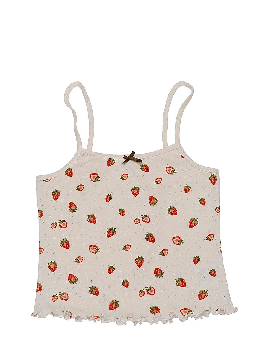 Maanesten - Fei Pointelle Top - Ärmellose tops - strawberry garden white - 1