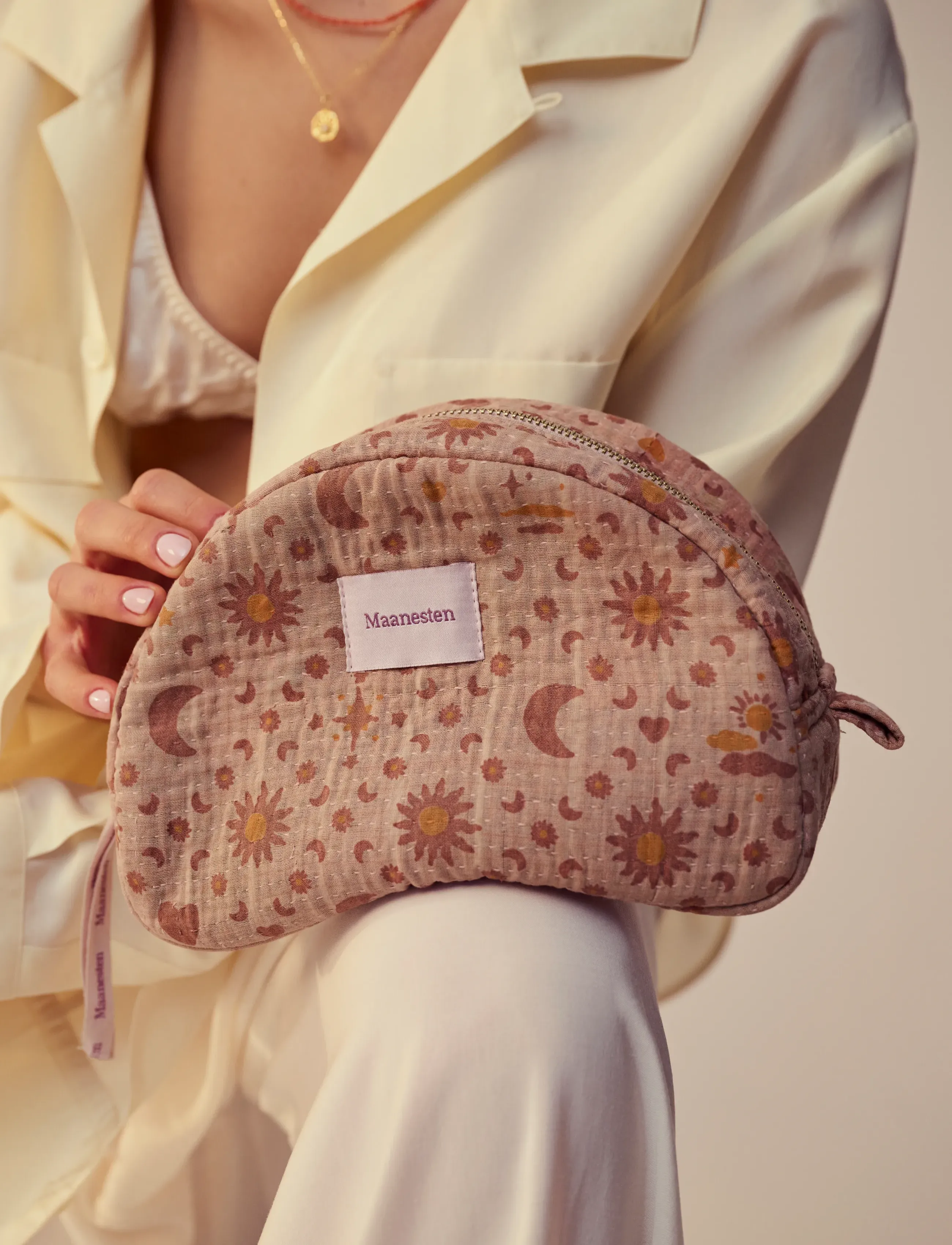 Maanesten Make Up Bag Medium Rose Moon & Sun, One Size, Bags, Gold - Toiletry Frauen