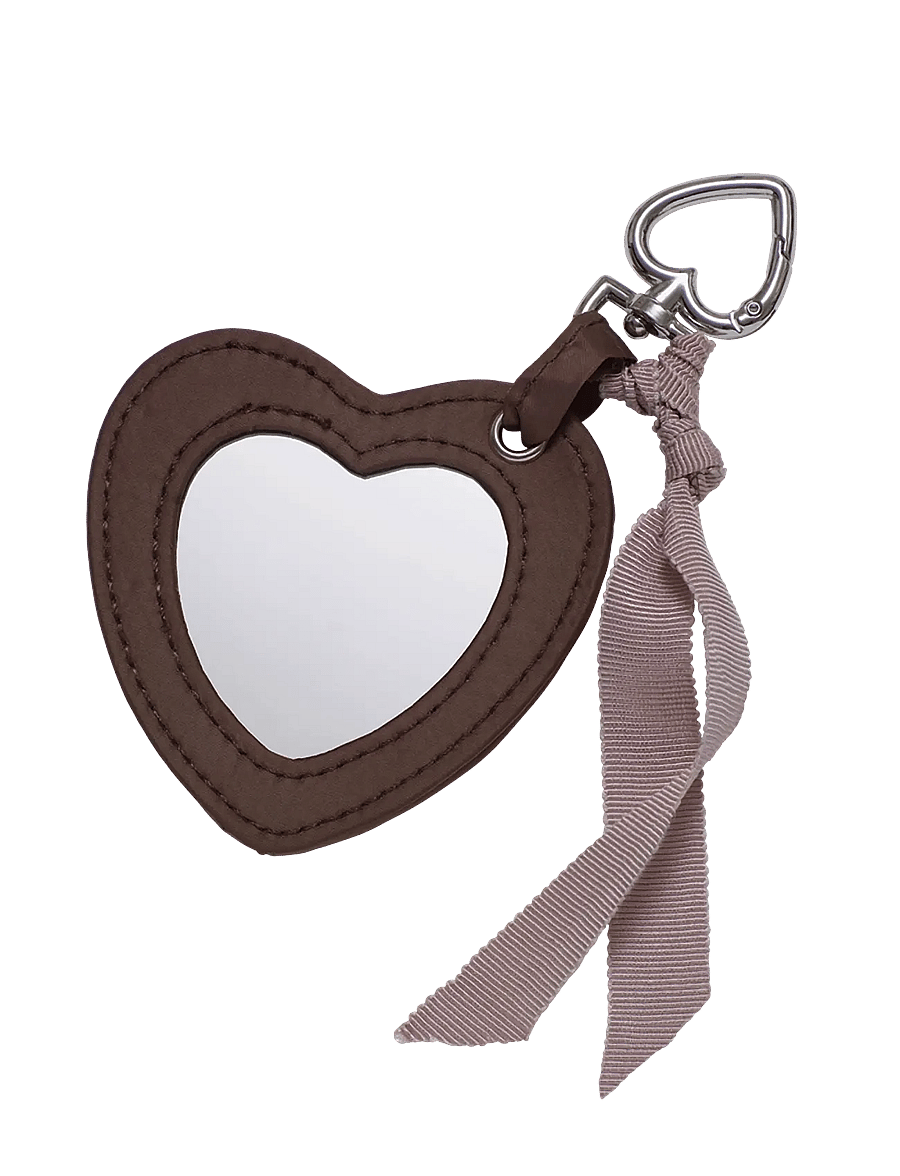 Maanesten - Heart Mirror Keychain Brown - modetrends - brown - 0