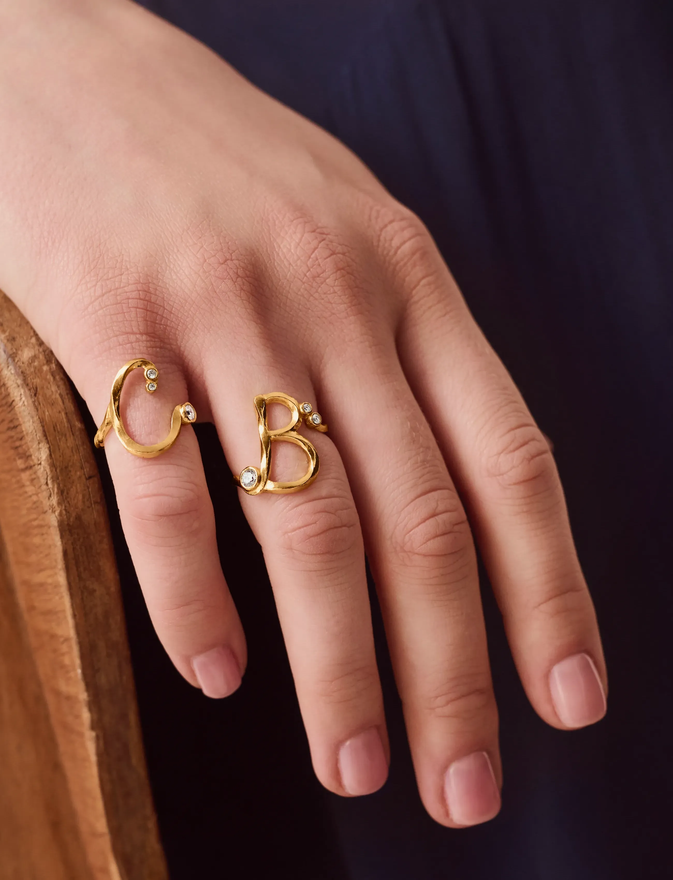 Maanesten B Alphabet Ring, 51, Jewellery, Gold - Rings, Frauen