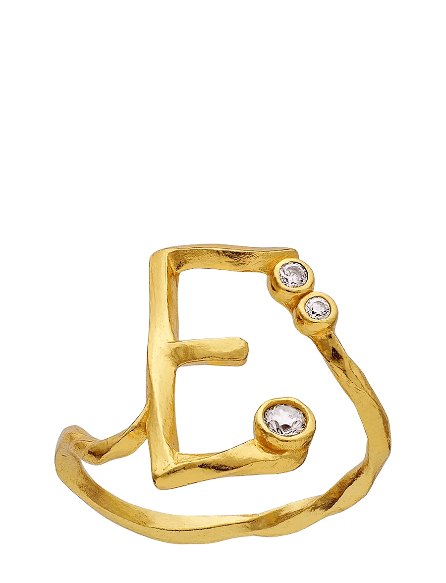 Maanesten - E Alphabet Ring - ringe - gold - 0