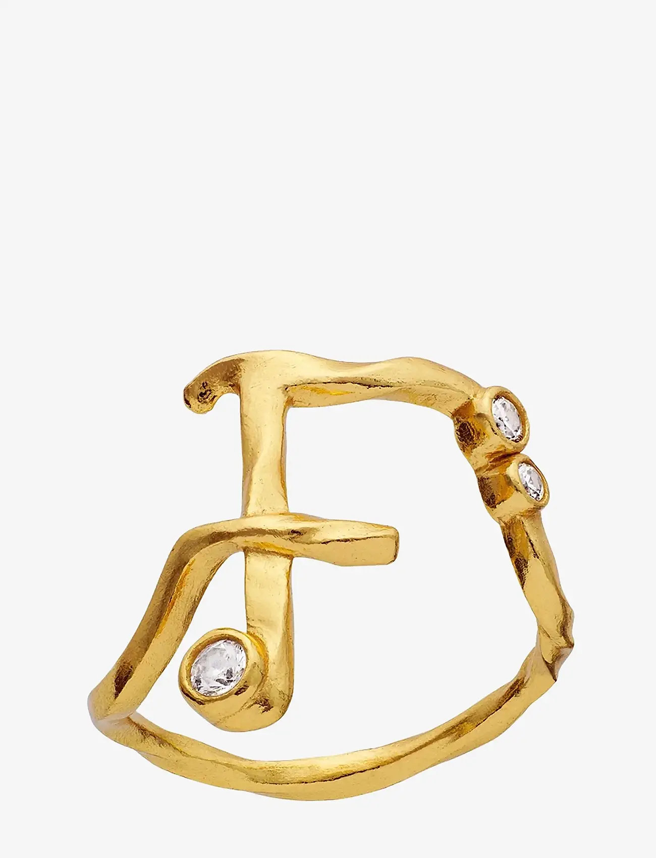 Maanesten - F Alphabet Ring - ringe - gold - 0