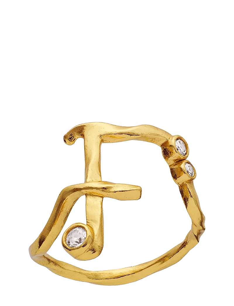 Maanesten - F Alphabet Ring - ringe - gold - 0
