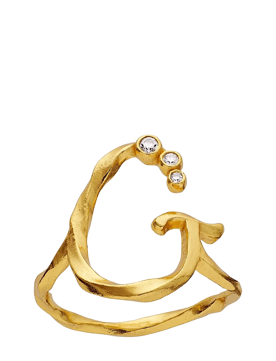 Maanesten - G Alphabet Ring - ringer - gold - 1