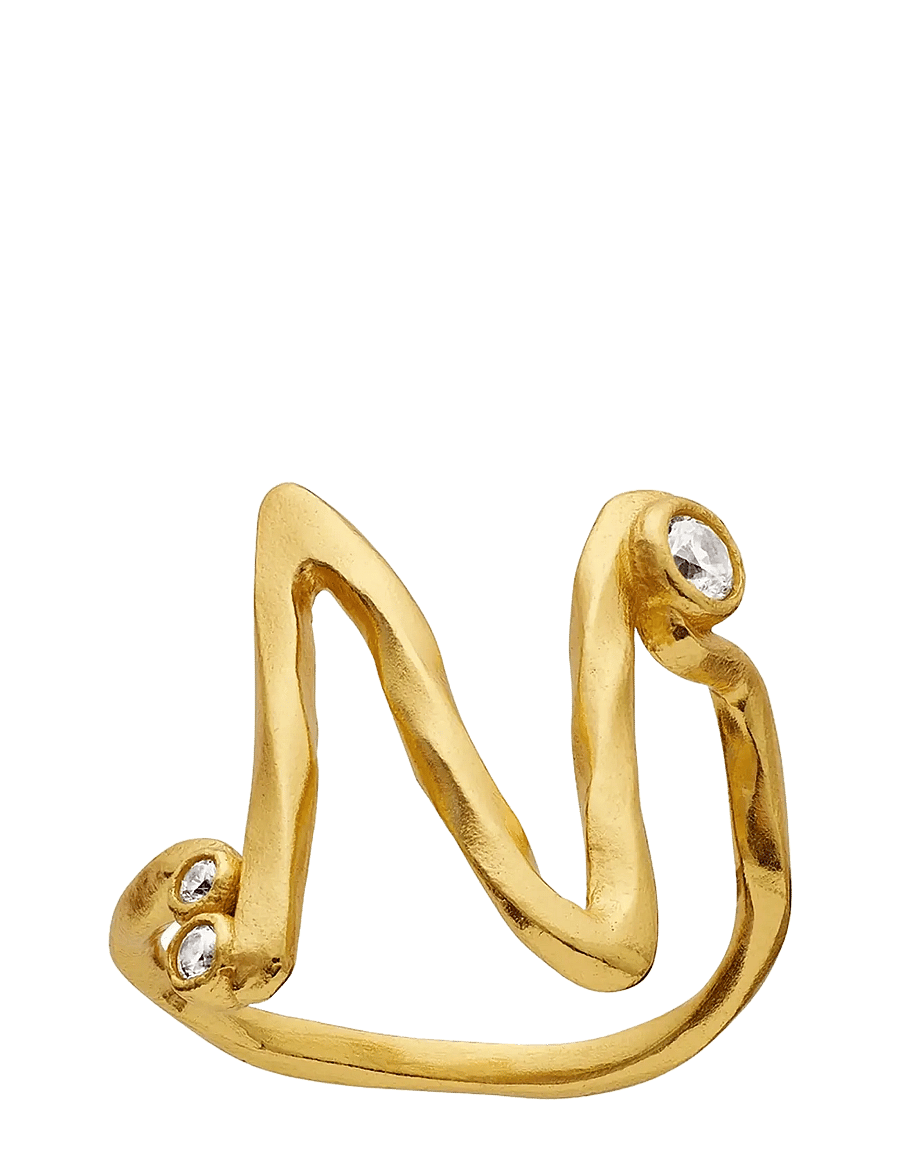 Maanesten - N Alphabet Ring - ringen - gold - 1