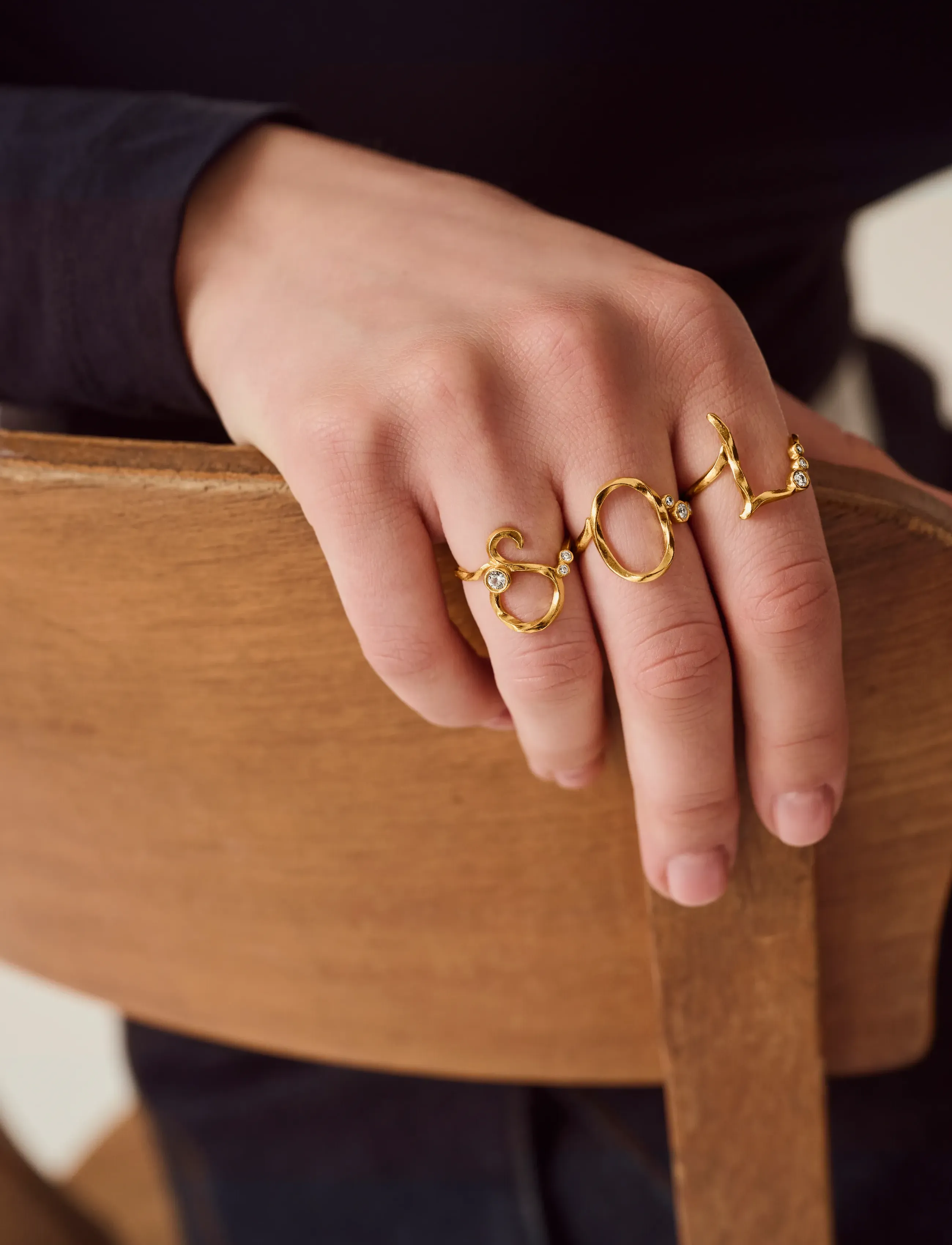 Maanesten O Alphabet Ring, 53, Jewellery, Gold - Rings, Frauen