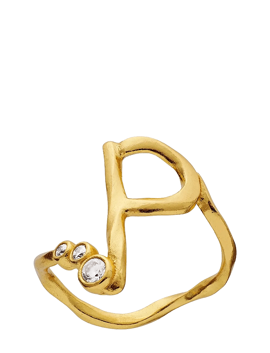 Maanesten - P Alphabet Ring - ringe - gold - 0