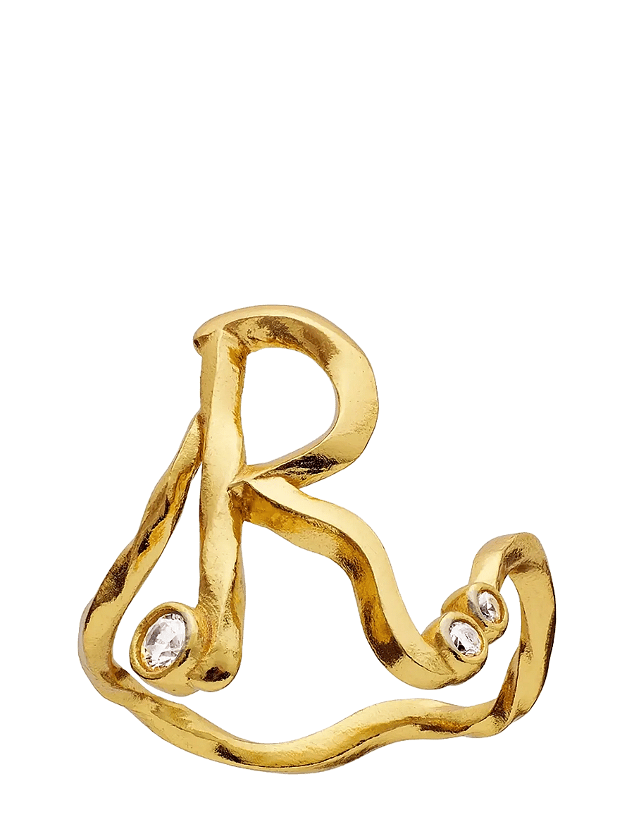 Maanesten - R Alphabet Ring - ringe - gold - 0