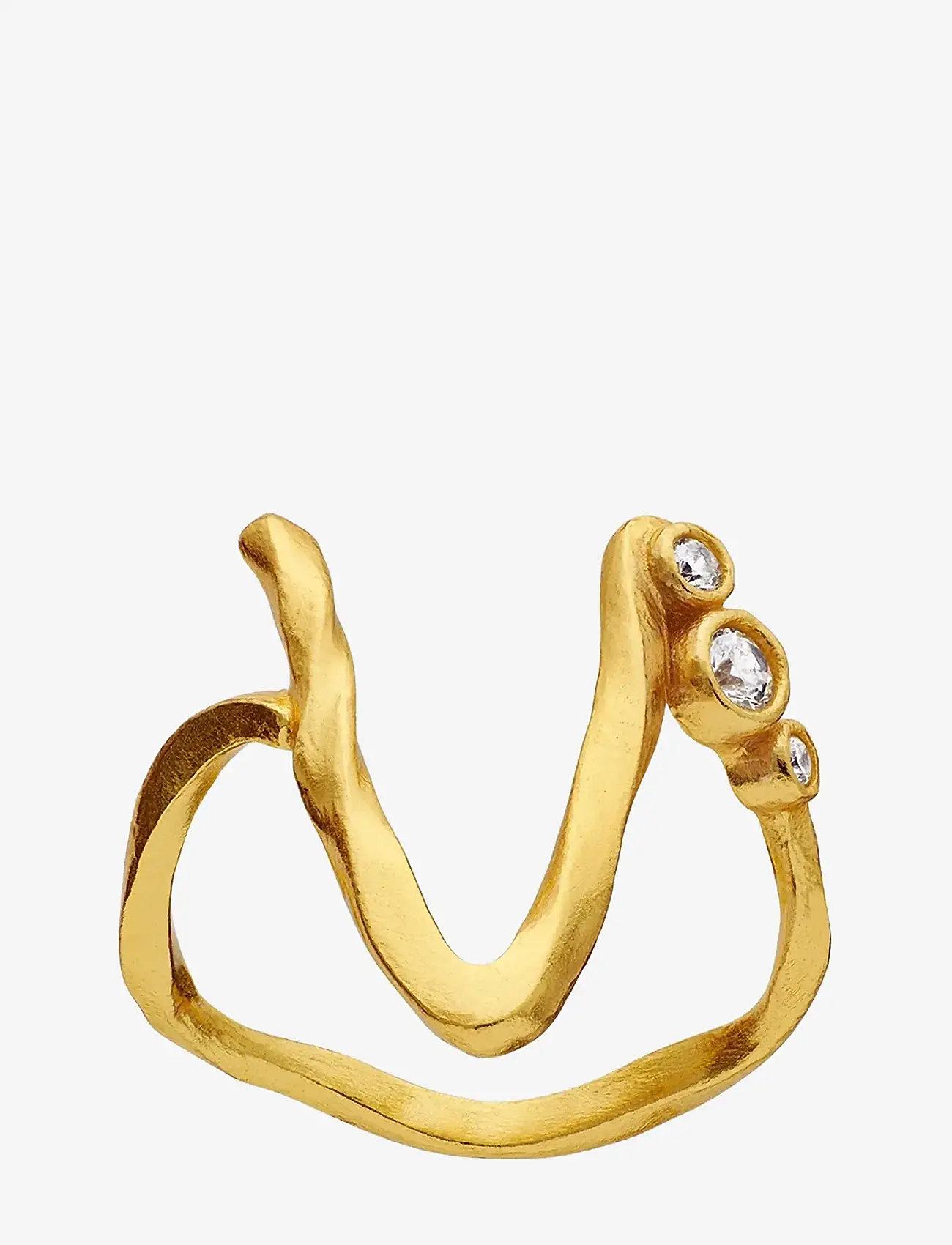 Maanesten - V Alphabet Ring - ringe - gold - 1