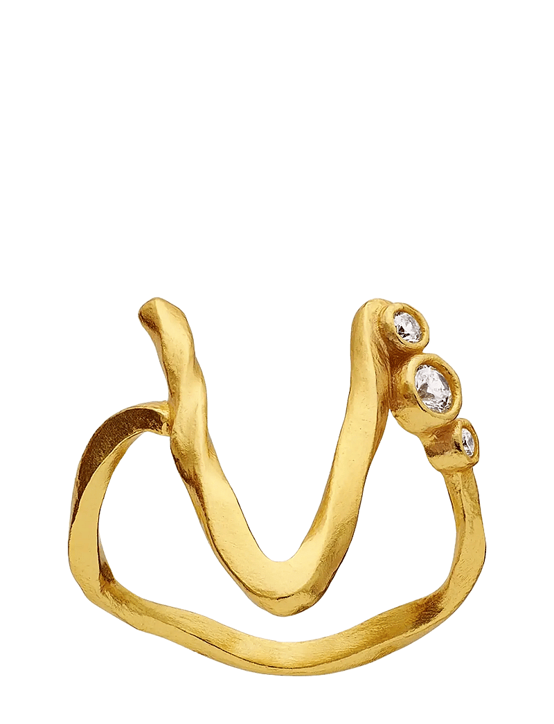 Maanesten - V Alphabet Ring - ringe - gold - 1