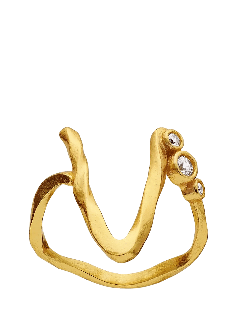 Maanesten - V Alphabet Ring - ringe - gold - 1