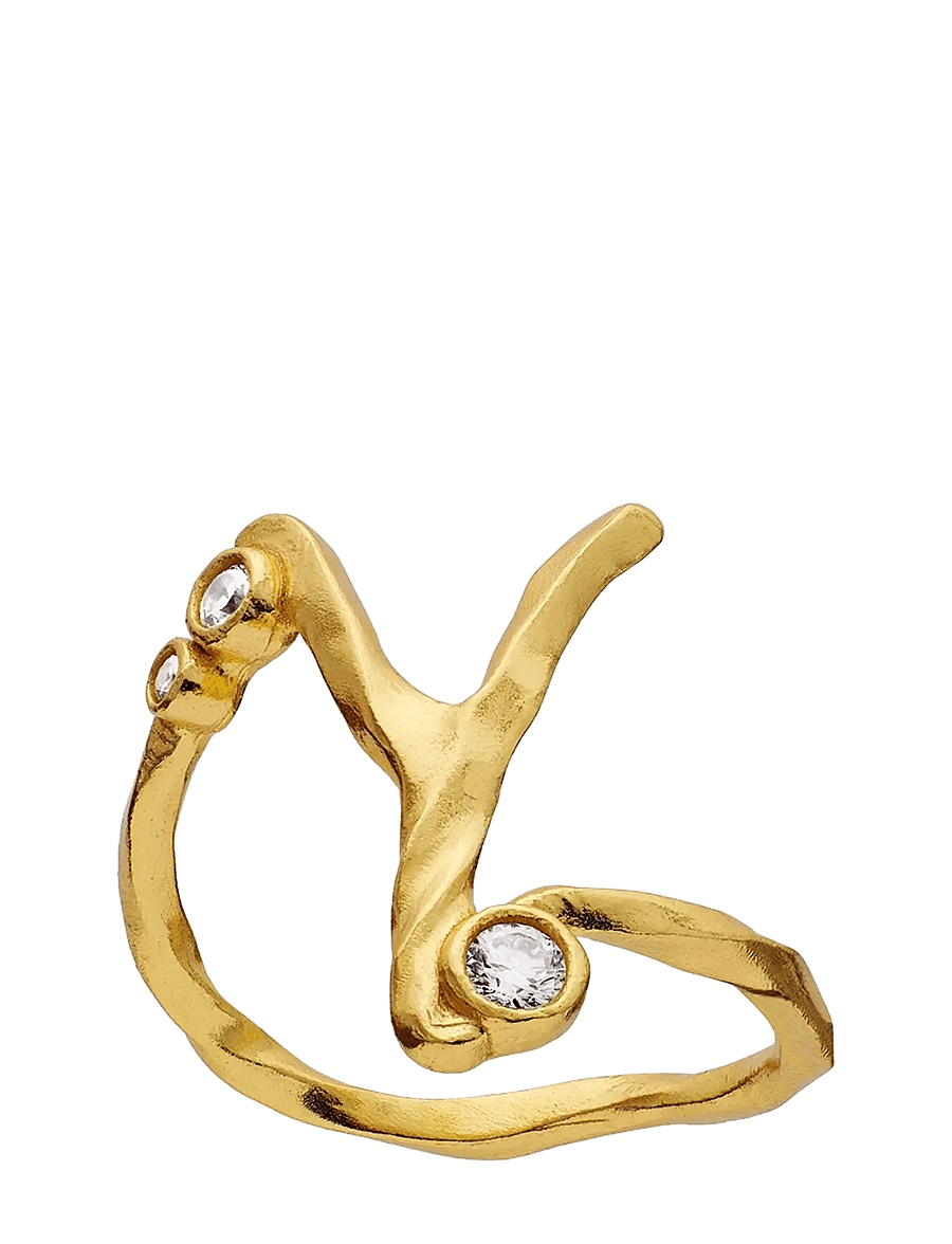 Maanesten - Y Alphabet Ring - ringe - gold - 1