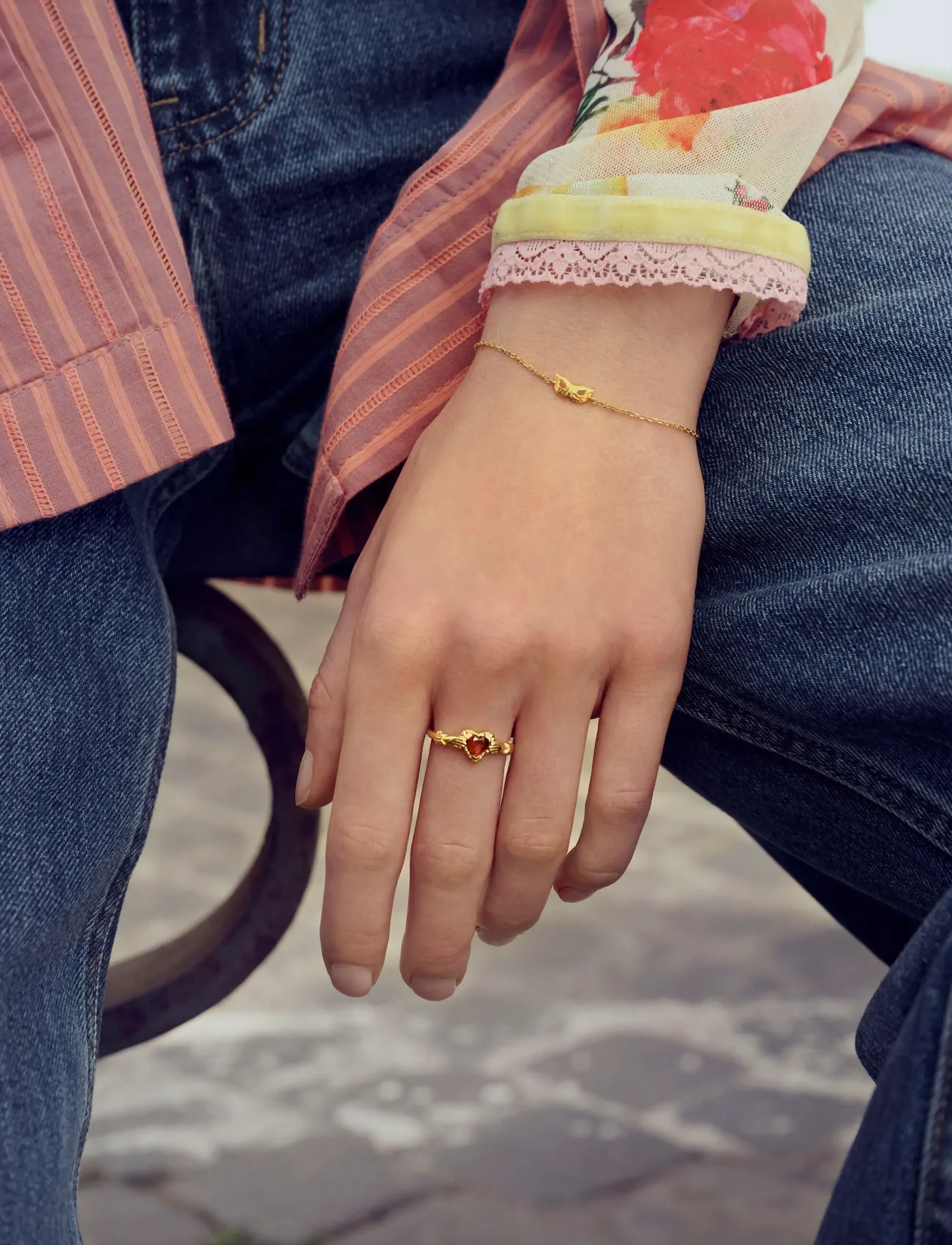 Maanesten Paris Bracelet, One Size 16 - 19 cm, Bracelets, Gold Chain Frauen