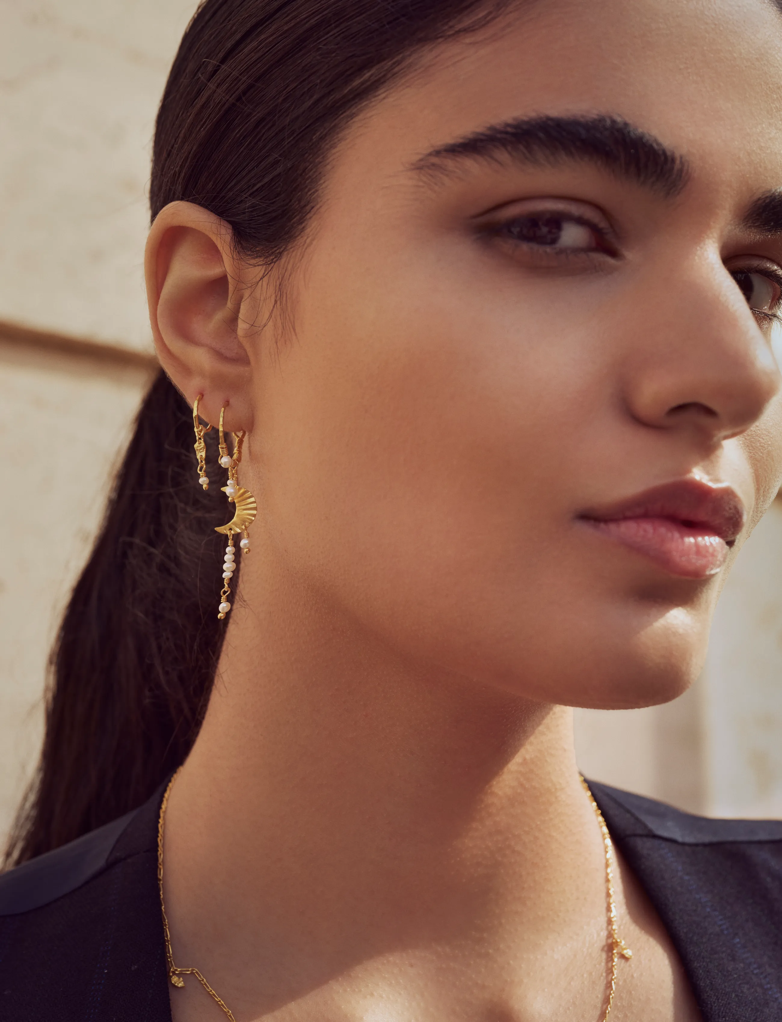 Maanesten Evelyn Earrings, One Size, Gold, Øreringe > Øreringe Med Vedhæng, Dame