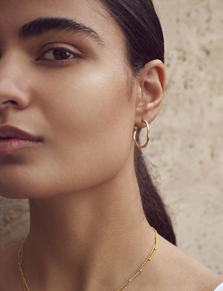 Maanesten - Echo Medium Earring - creoler - gold - 0