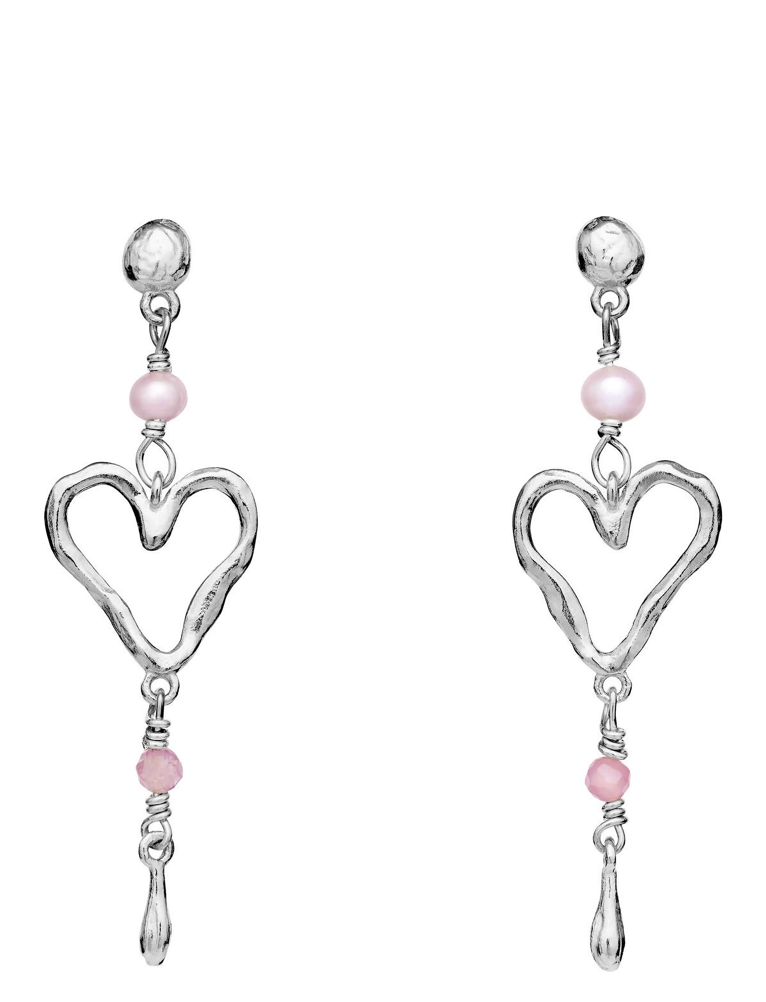 Maanesten Sabi Earrings, Kvinder, Hjerte Hængeøreringe, Sølv, Str: ONE SIZE