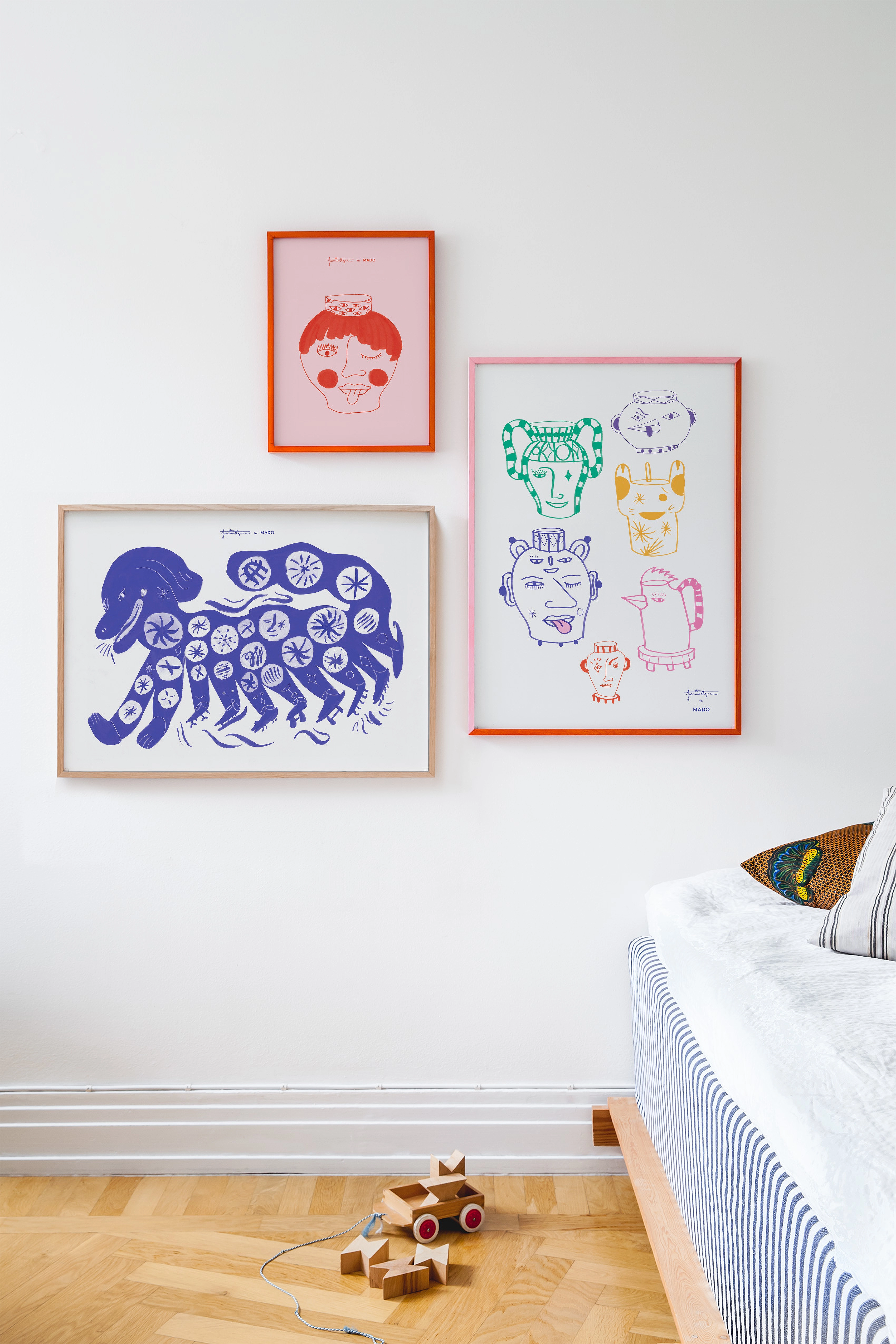 MADO Chinese Dog, Blue - 50X70, 50X70 cm, Multi/patterned, Plakater Og Rammer > Plakater, Børn