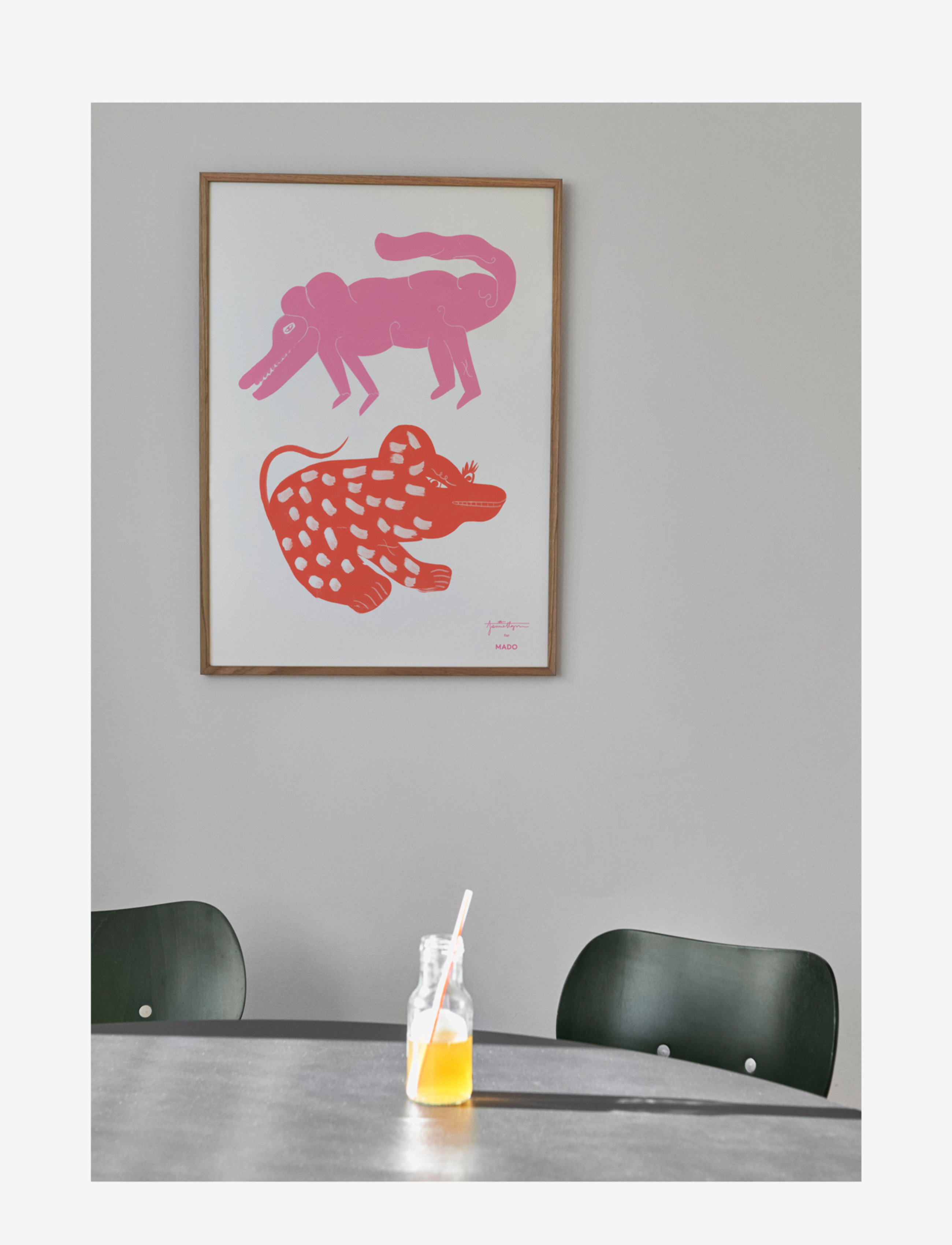 MADO Two Creatures, Pink / Rot - 50X70 Patterned - 50X70CM - Kinder