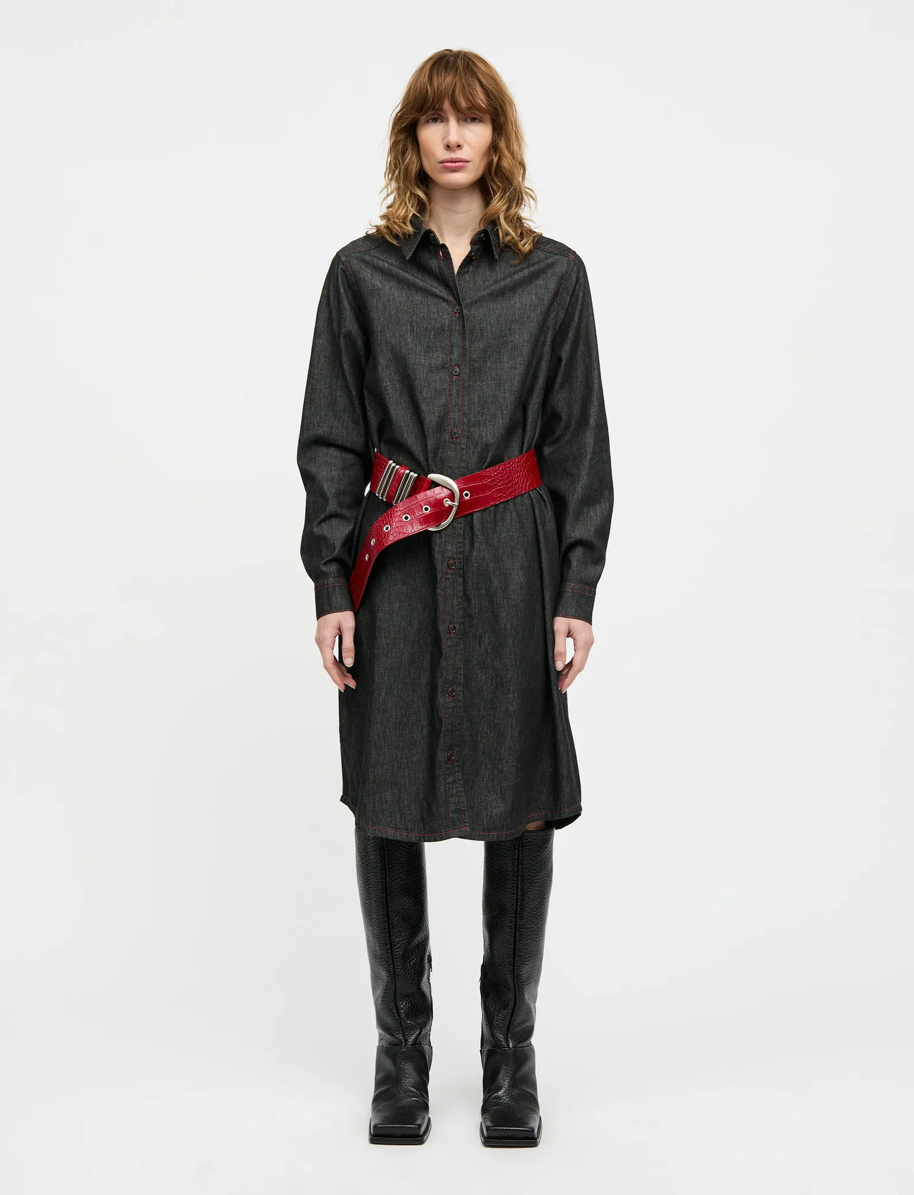Mads Nørgaard Air Denim Crissy Dress, Kvinder, Denim Skjortekjole, Sort, Str: 42