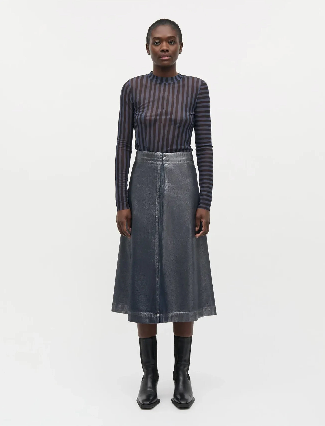 Mads Nørgaard Metallic Denim Stellar Skirt - Grey - 34