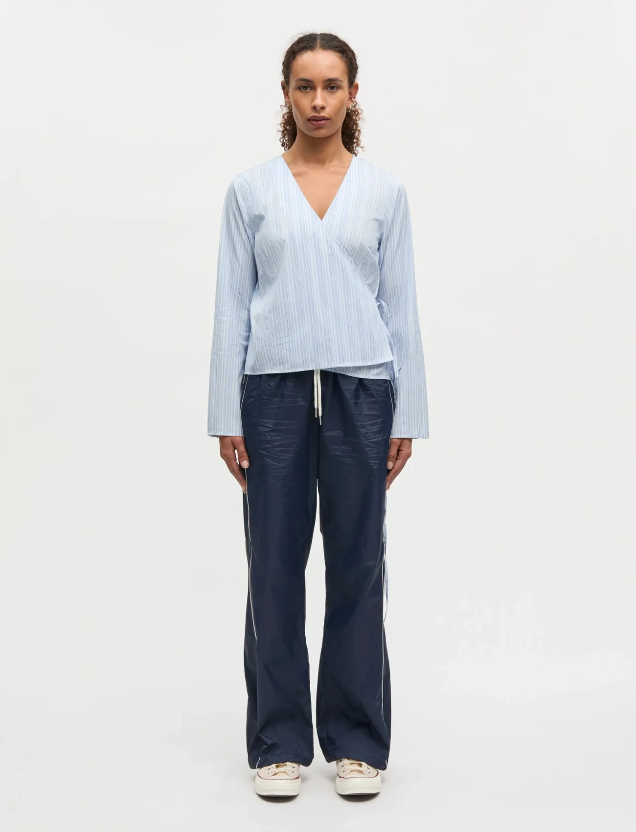Mads Nørgaard Mia Poplin Pam Wrap Top - Blue - 34