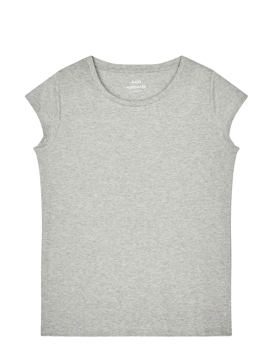 Mads Nørgaard - Fine Jersey Teasy Tee FAV - t-särgid - light grey melange - 0