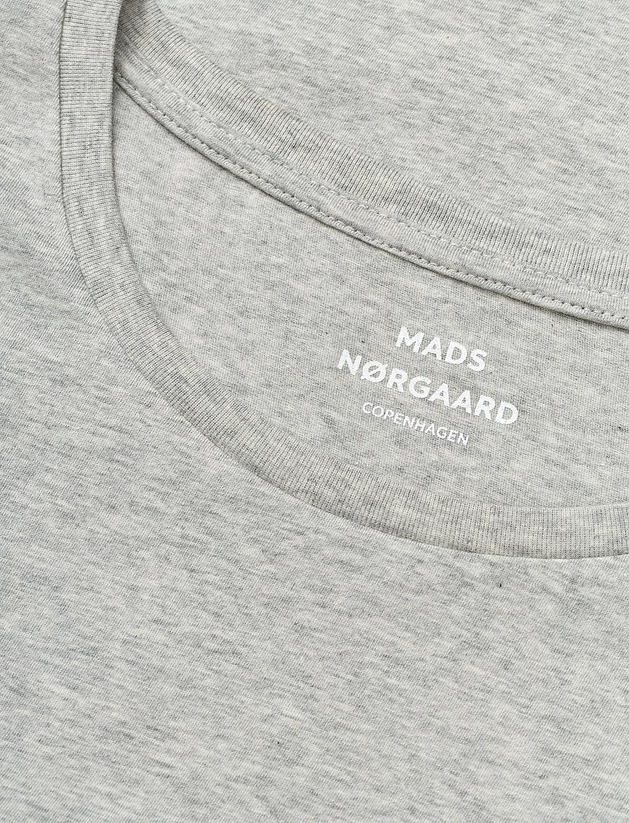 Mads Nørgaard - Fine Jersey Teasy Tee FAV - t-särgid - light grey melange - 1