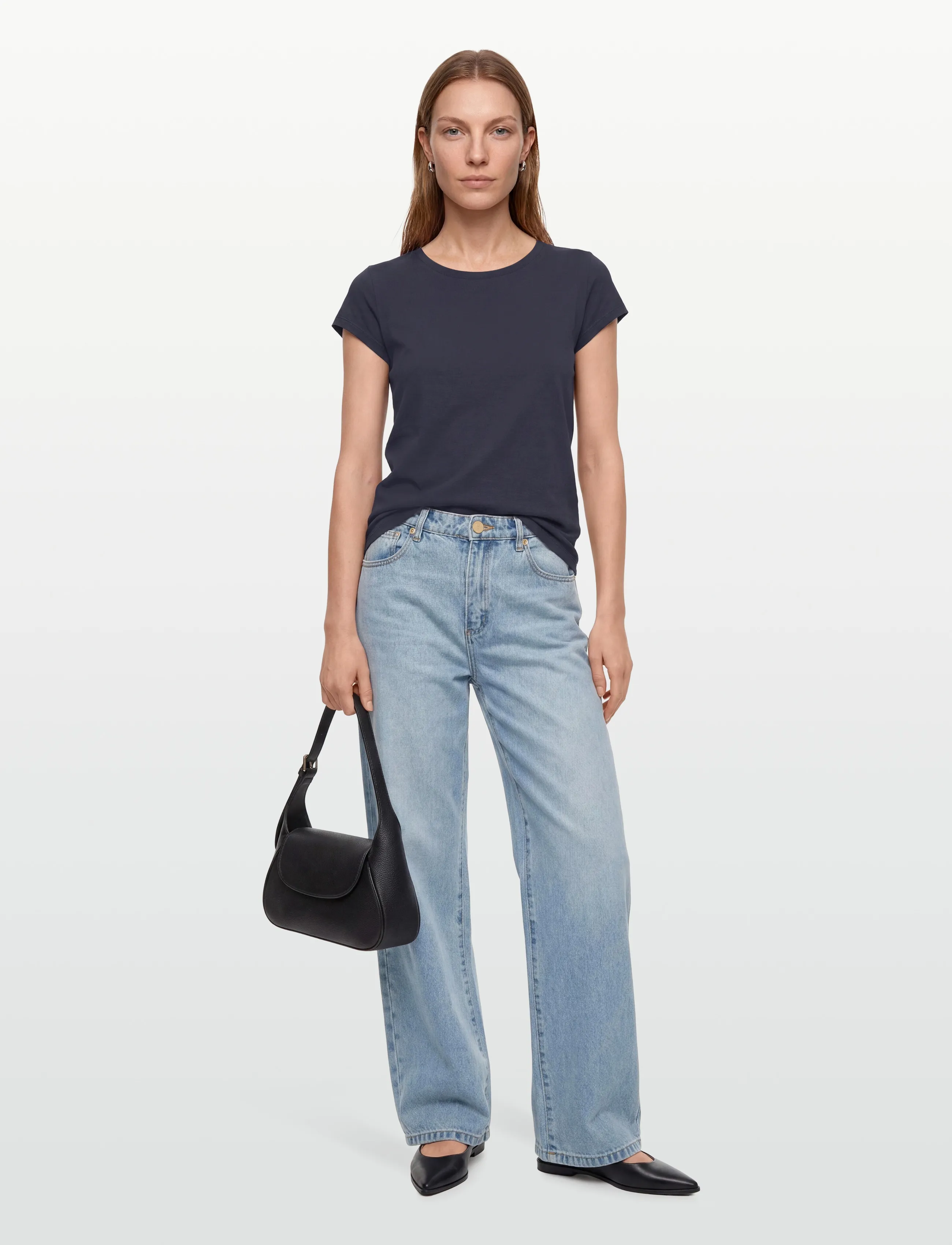 Mads Nørgaard Fine Jersey Teasy Tee Fav, S, Navy, T-Shirts & Toppe > Kortærmede, Dame