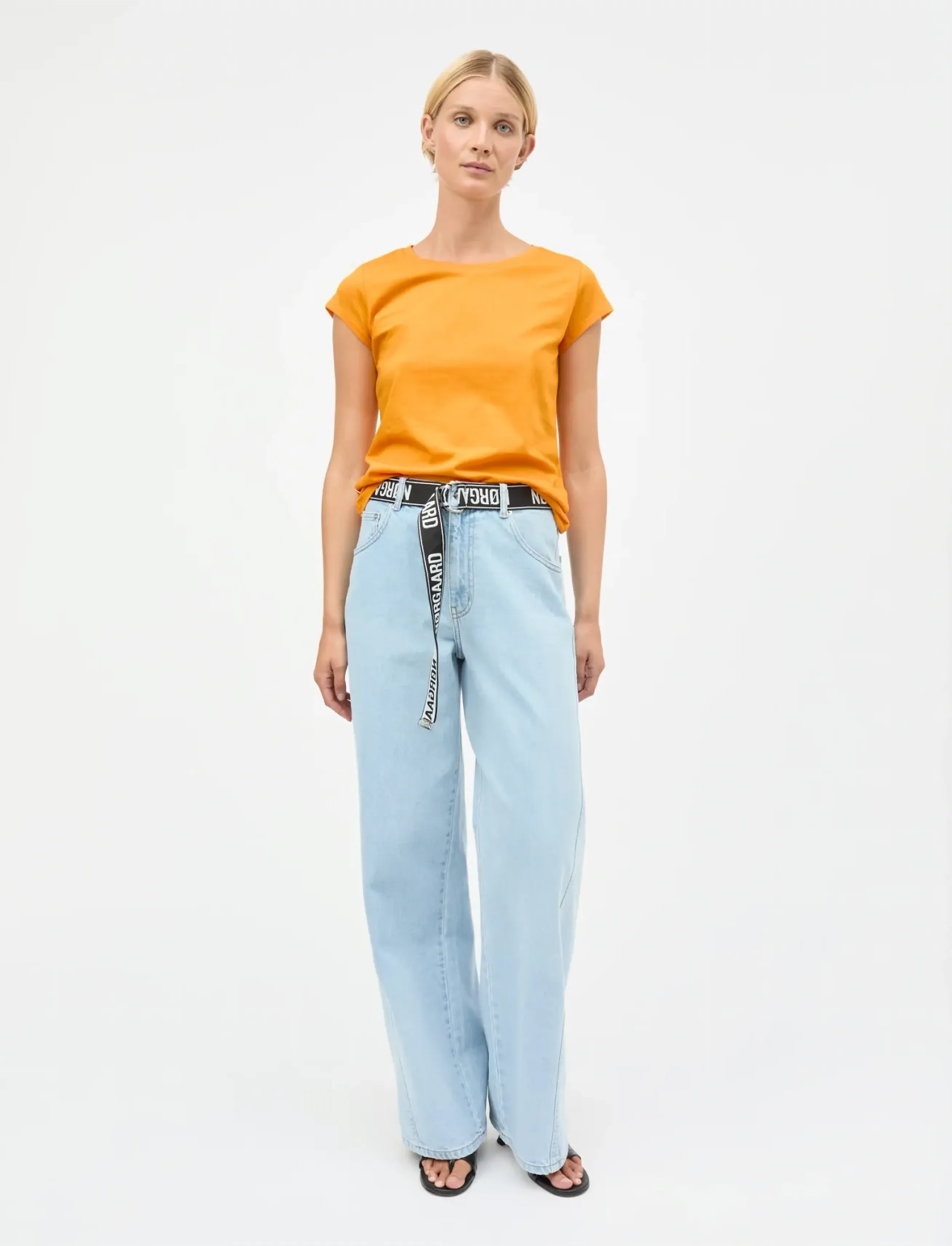 Mads Nørgaard Fine Jersey Teasy Tee Fav, M, Orange, T-Shirts & Toppe > Kortærmede, Dame
