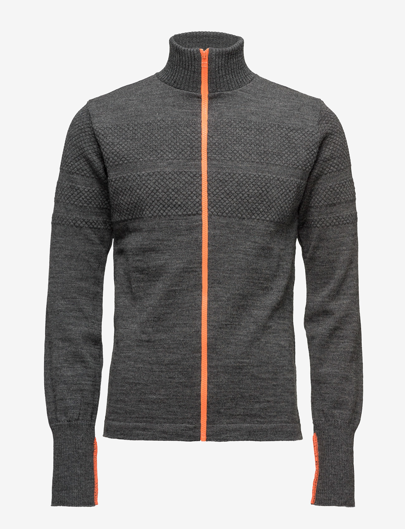 Mads Nørgaard - 100% Wool Klemens Zip Kontrast - charcoal melange/orange - 0