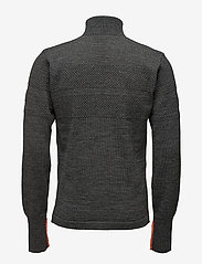 Mads Nørgaard - 100% Wool Klemens Zip Kontrast - bursdagsgaver - charcoal melange/orange - 1