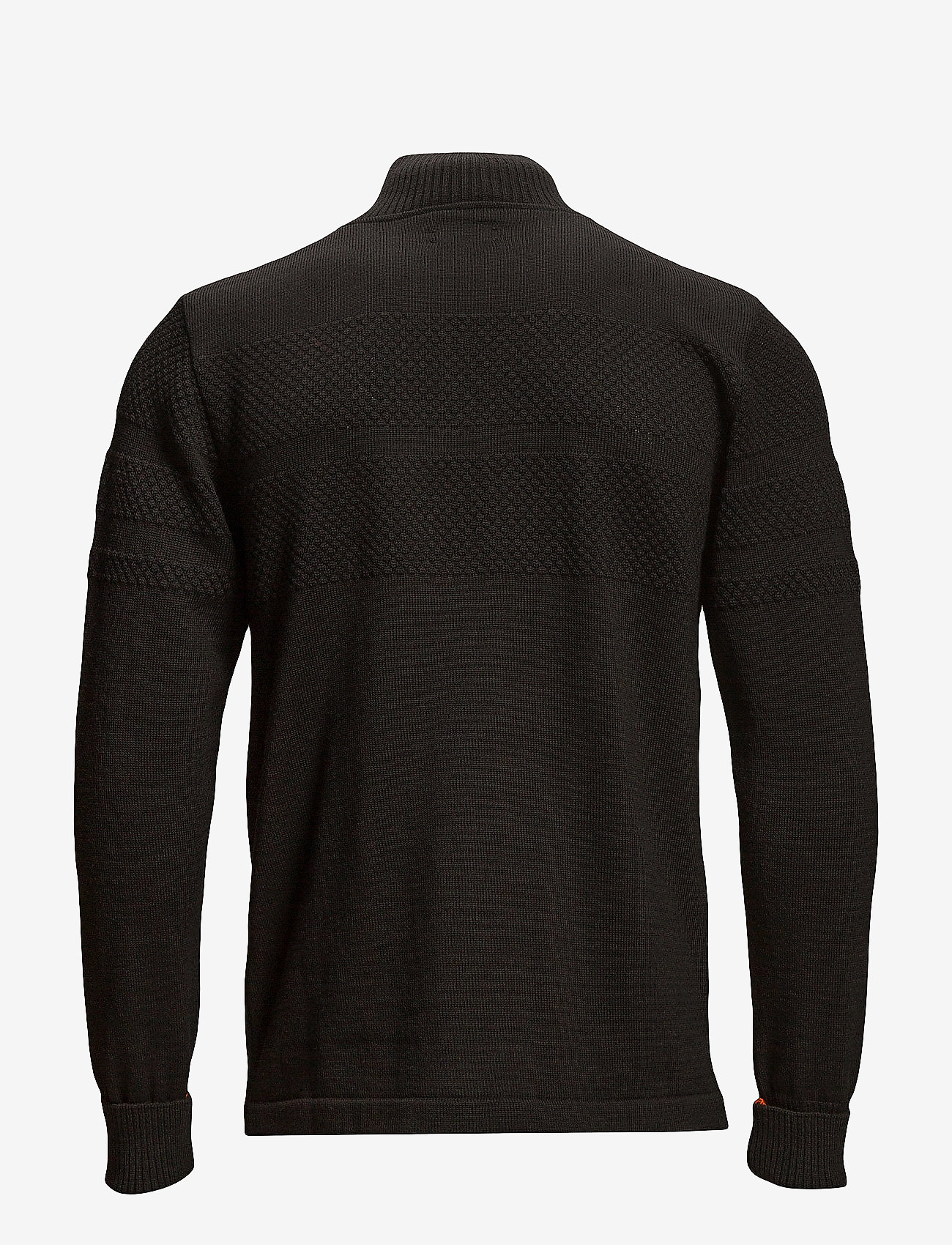 Mads Nørgaard - 100% Wool Klemens Zip Kontrast - black/orange - 1