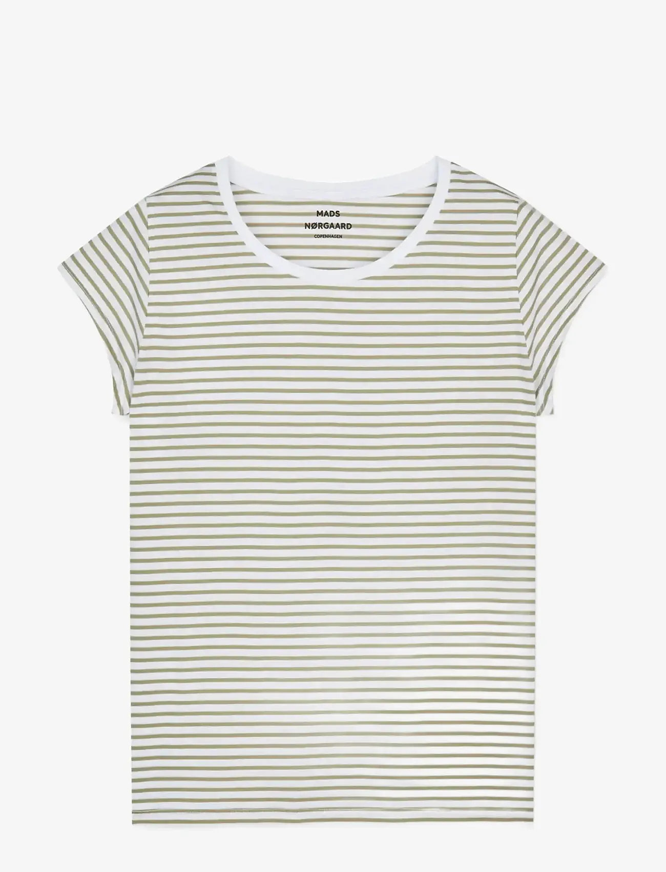 Mads Nørgaard - Fine Jersey Stripe Teasy Tee FAV - t-shirts - brilliant white/overland trek - 0