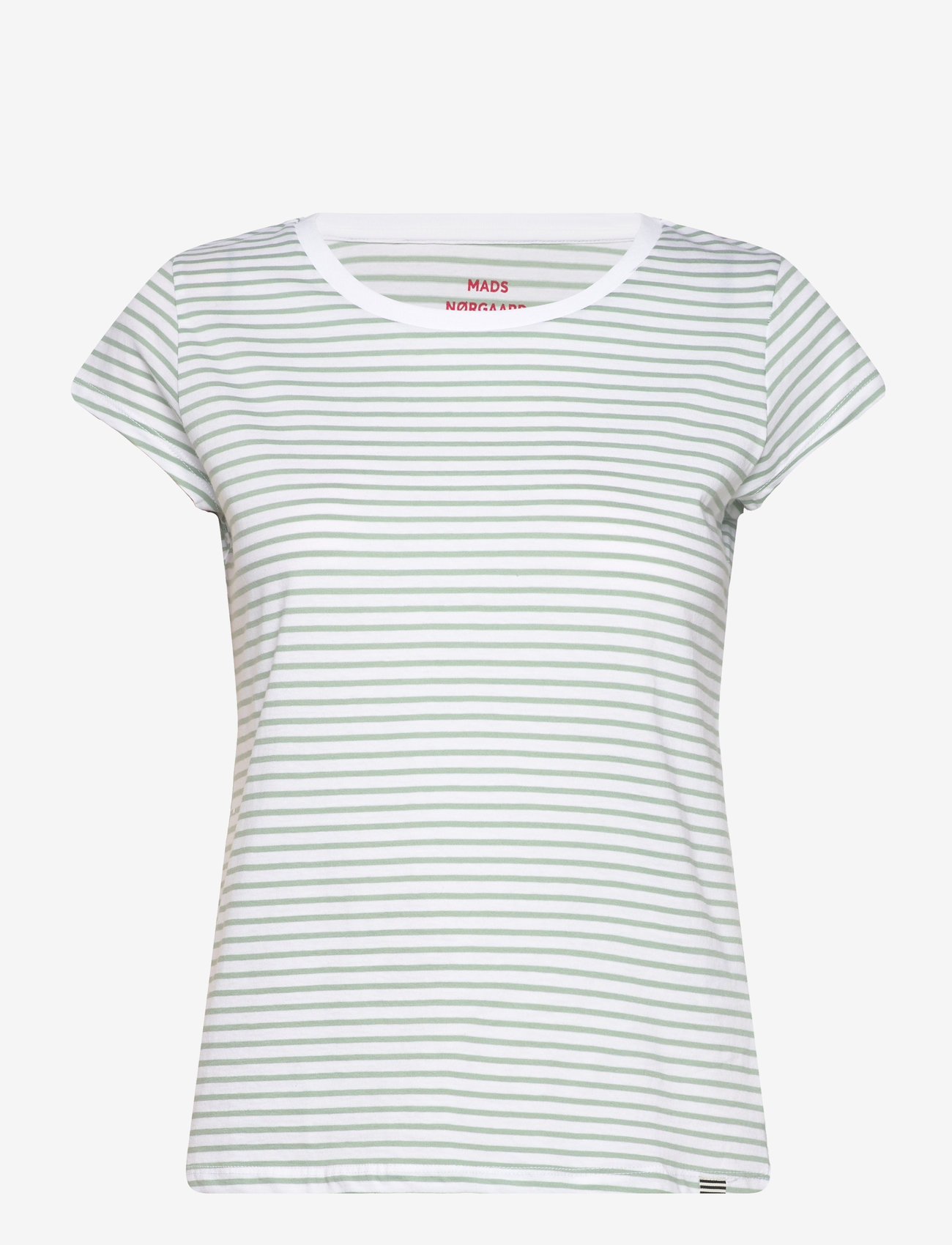 Mads Nørgaard - Fine Jersey Stripe Teasy Tee FAV - t-shirts - brilliant white/jadeite - 0