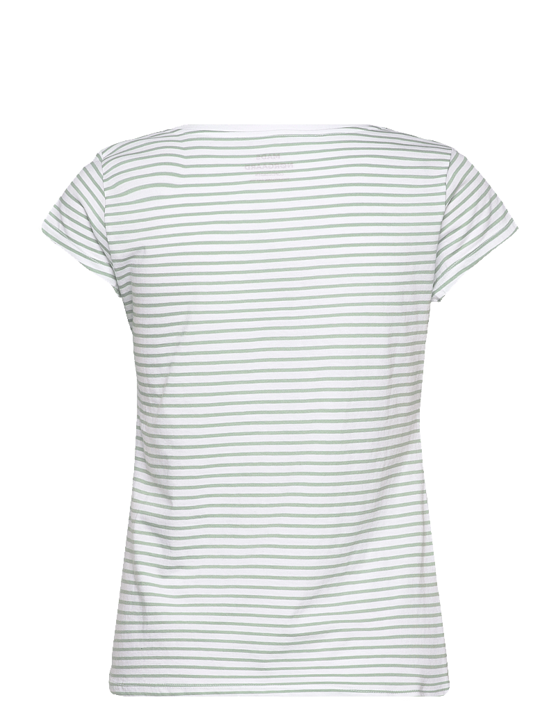 Mads Nørgaard - Fine Jersey Stripe Teasy Tee FAV - t-shirts - brilliant white/jadeite - 1