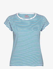 Mads Nørgaard - Organic Favorite Stripe Teasy - t-shirts - brilliant white/mediterranian - 0