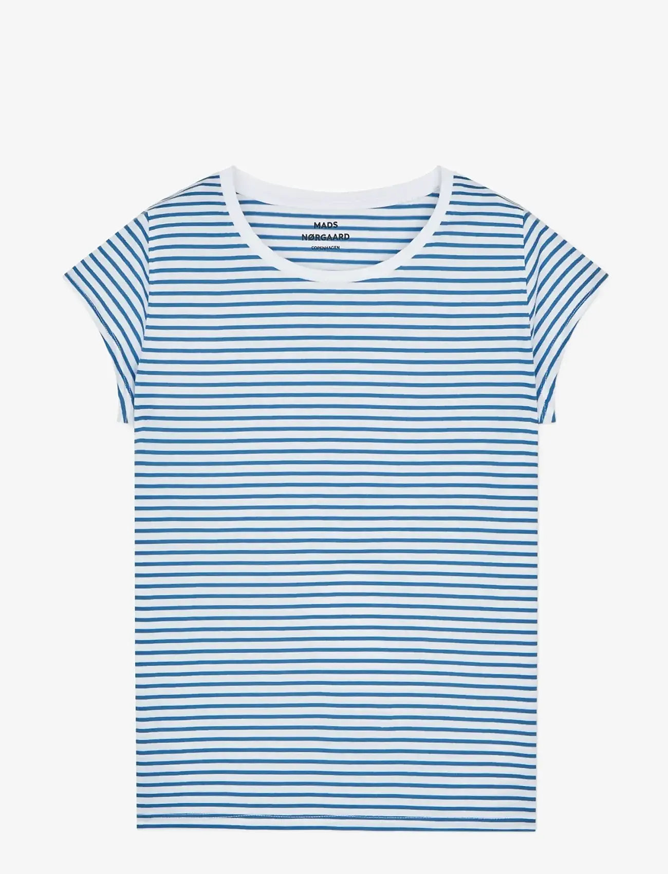 Mads Nørgaard - Organic Favorite Stripe Teasy - t-shirts - brilliant white/bright cobalt - 0