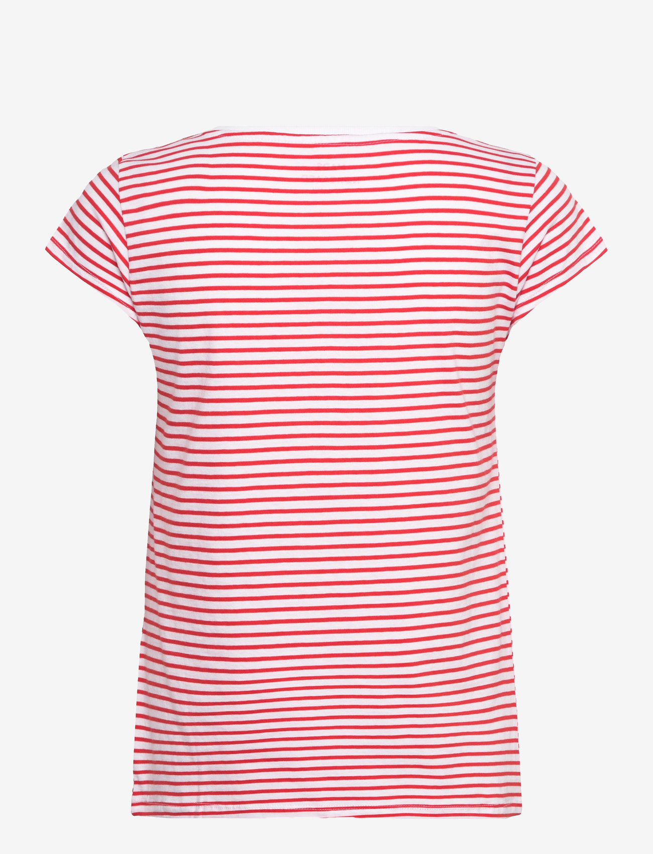 Mads Nørgaard - Fine Jersey Stripe Teasy Tee FAV - t-shirty - fiery red/brilliant white - 1