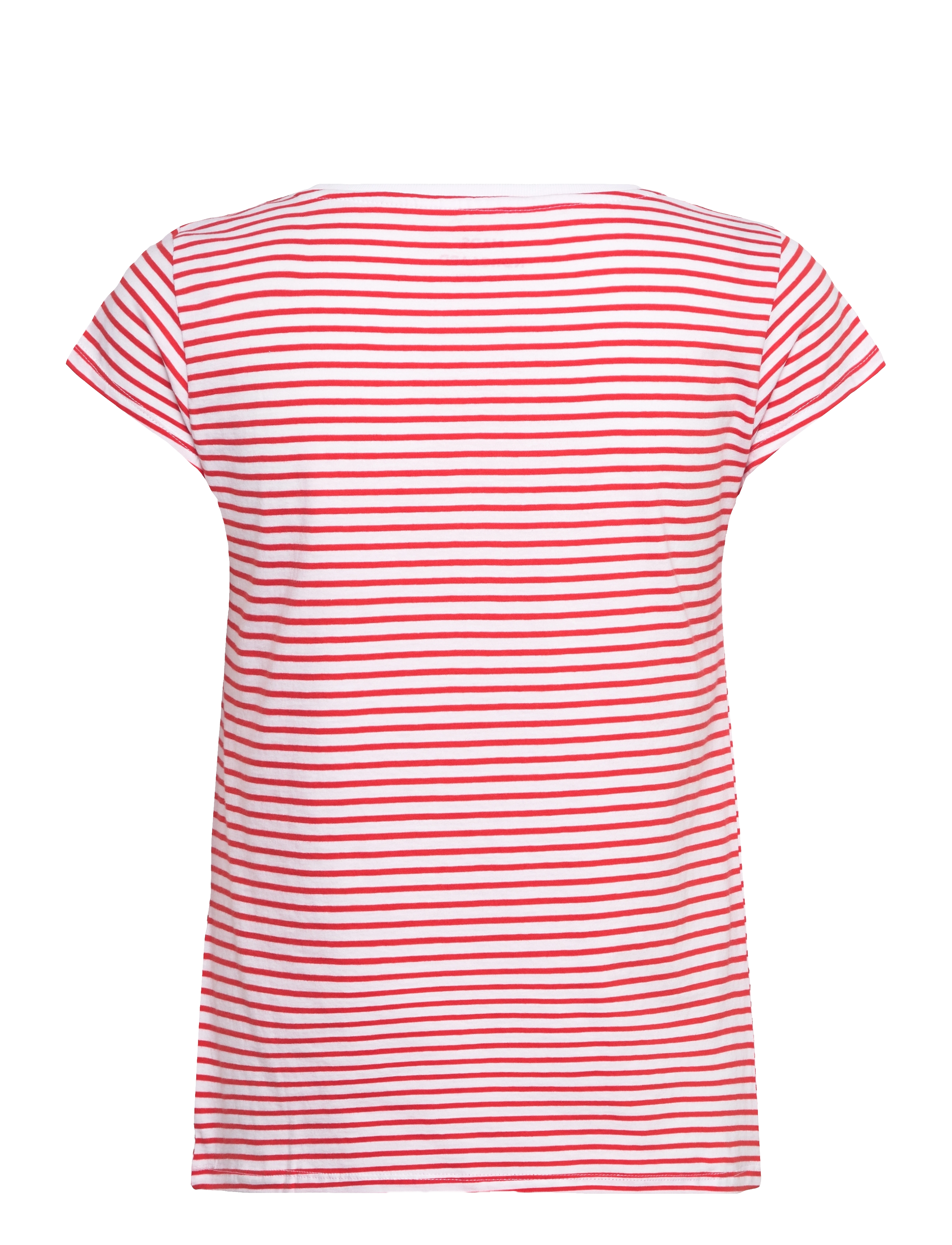 Mads Nørgaard - Fine Jersey Stripe Teasy Tee FAV - t-paidat - fiery red/brilliant white - 1