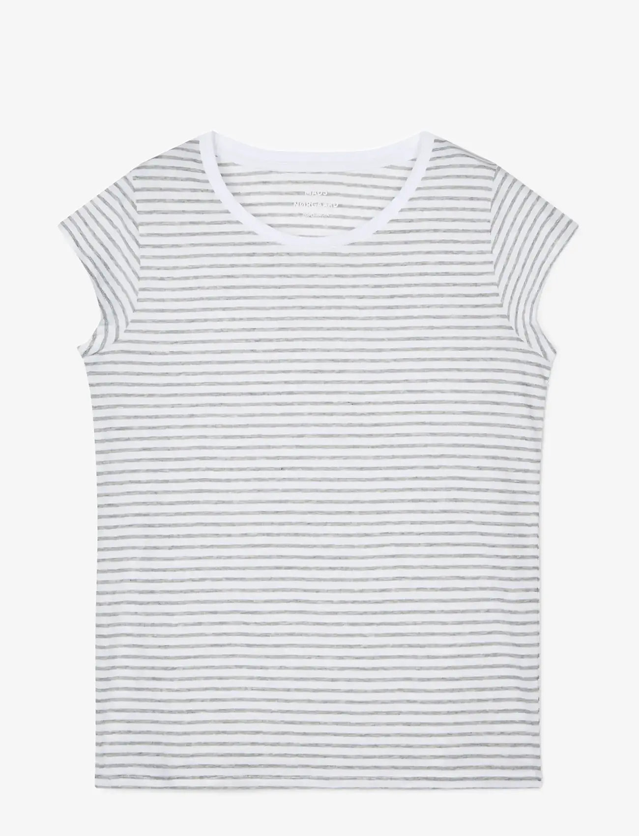 Mads Nørgaard - Fine Jersey Stripe Teasy Tee FAV - t-shirts - briliant white/light grey - 0