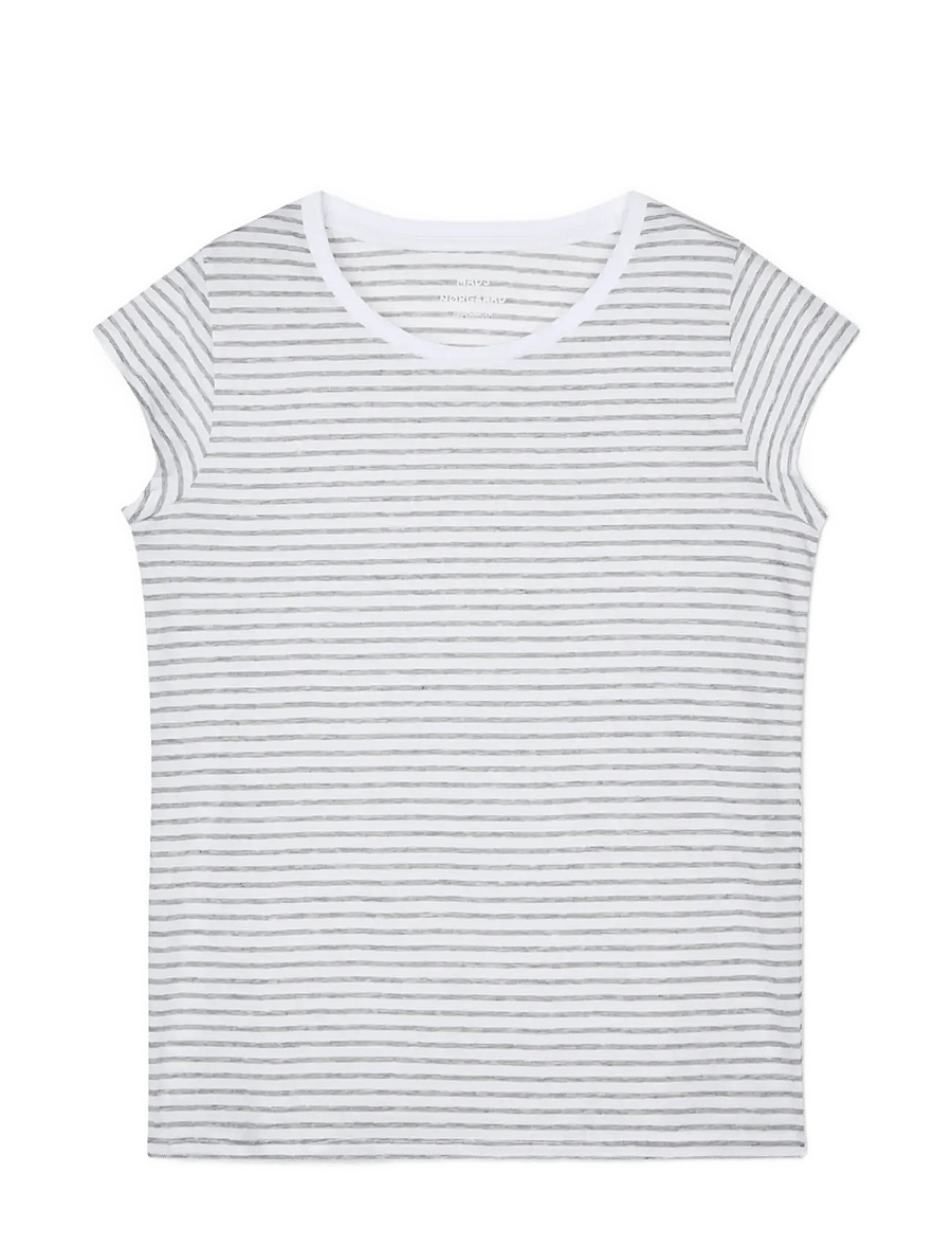 Mads Nørgaard - Organic Favorite Stripe Teasy - t-shirts - briliant white/light grey - 0