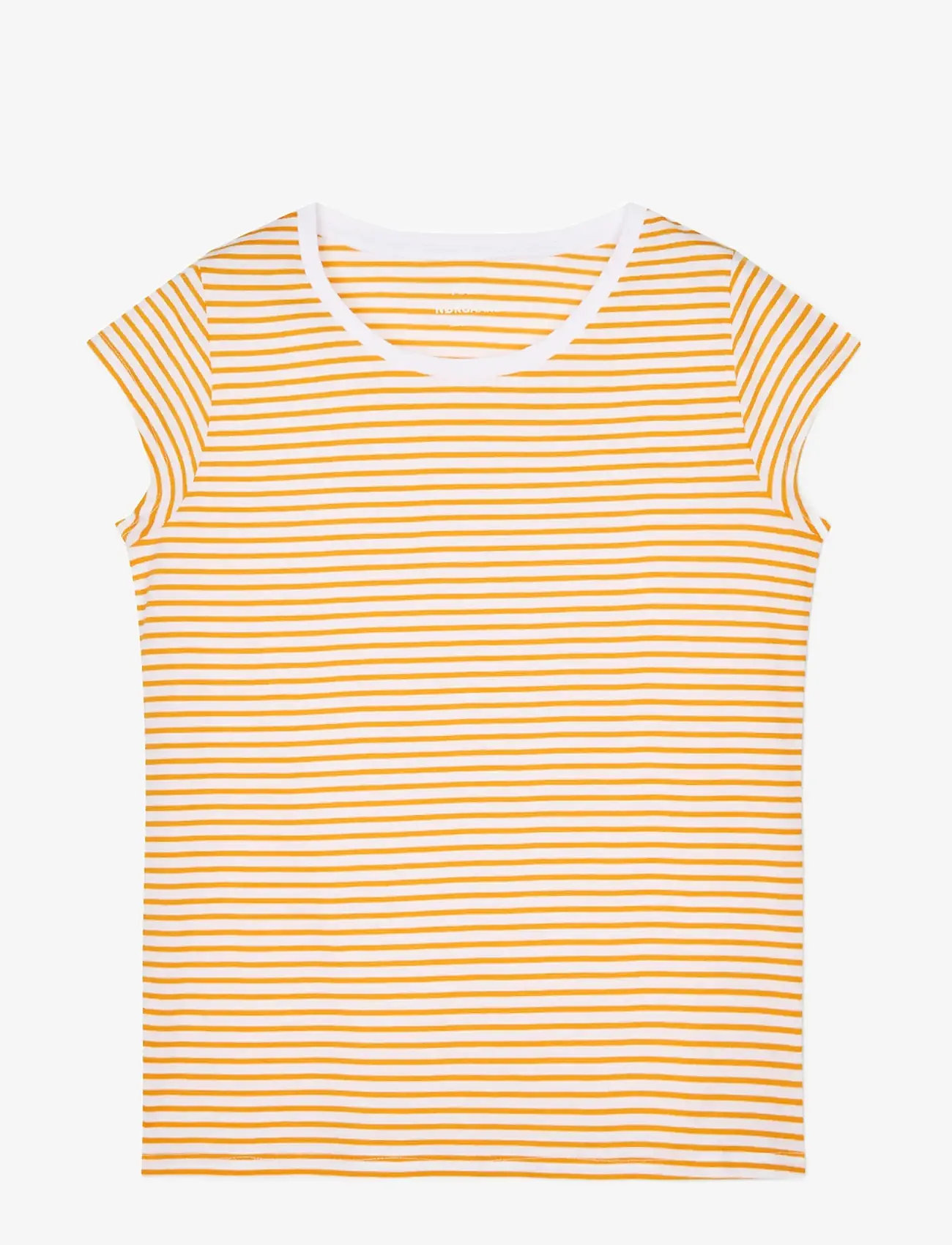 Mads Nørgaard - Fine Jersey Stripe Teasy Tee FAV - t-shirts - brilliant white/zinnia - 1