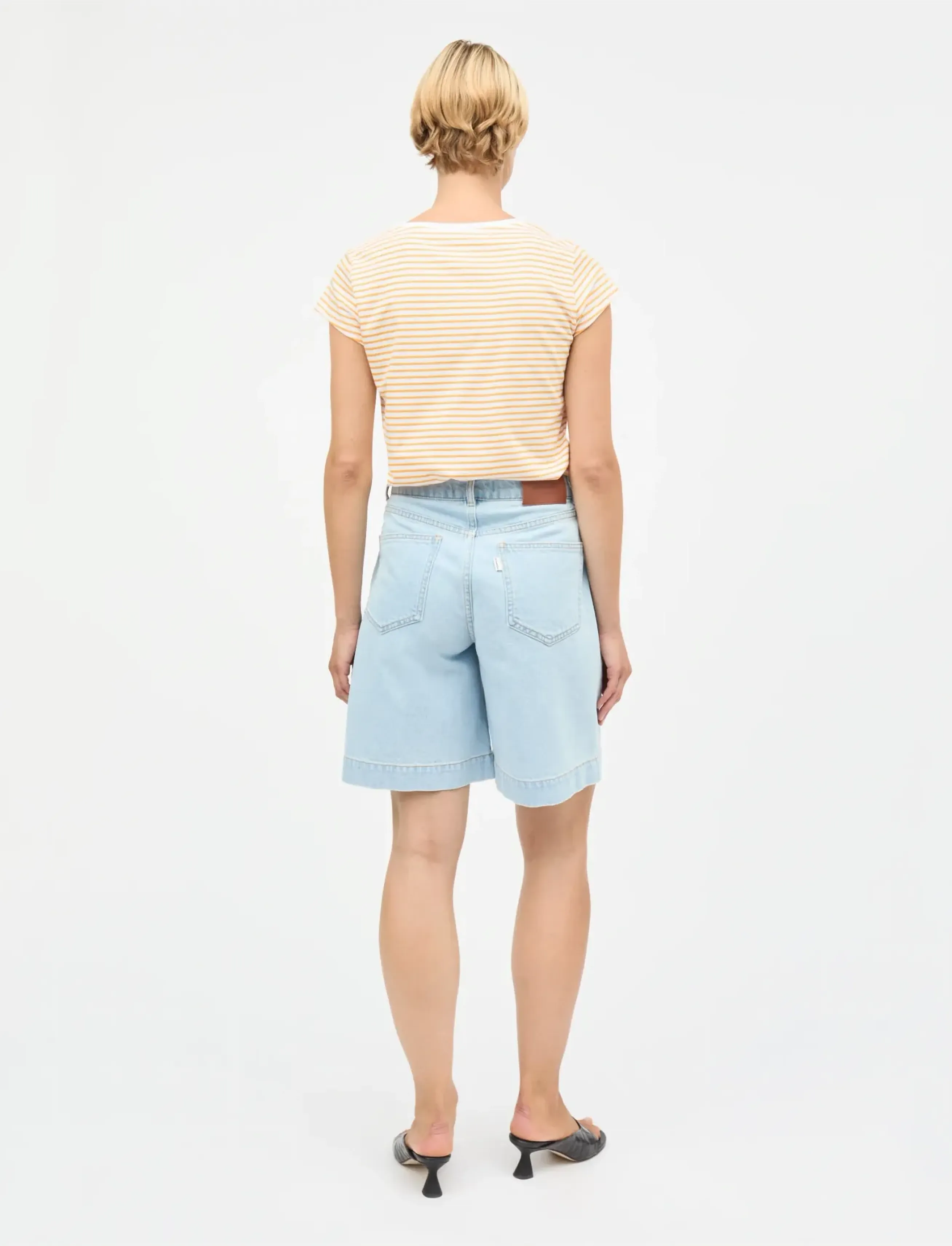 Mads Nørgaard - Fine Jersey Stripe Teasy Tee FAV - t-särgid - brilliant white/zinnia - 2